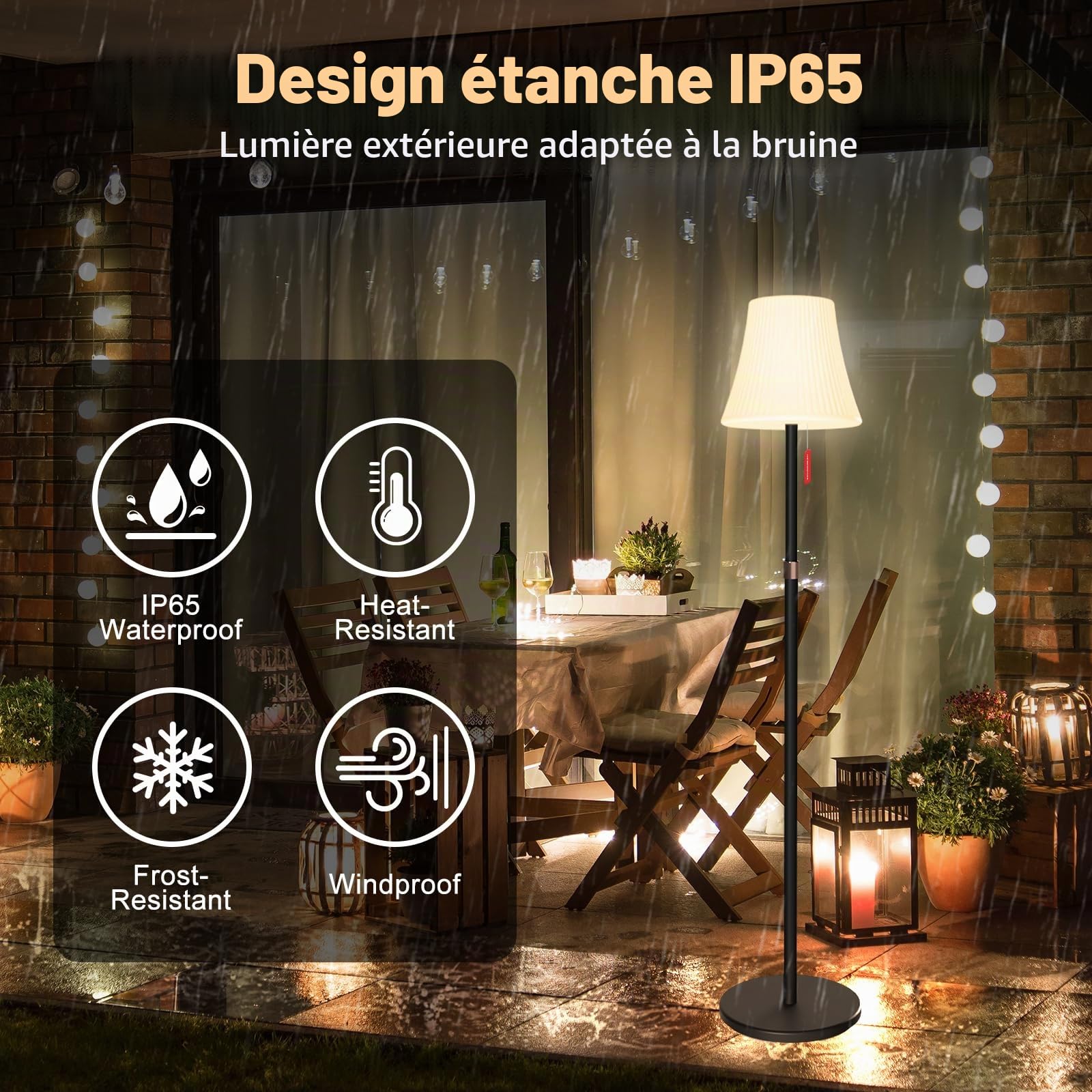Mojimdo Lampe Solaire sur Pied avec Télécommande, 7 Modes RGB, Détecteur Crépuscule-Aube, 3 Niveaux de Blanc Chaud Réglable, IP65 Étanche Sans Fil Rechargeable pour Terrasse, Jardin, Cour