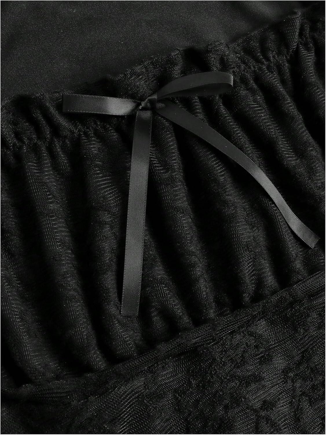 Floerns Women's Plus Size Grunge Floral Mesh Flare Sleeve T Shirt Bow Tie Square Neck Concert Tee Tops - Image 3