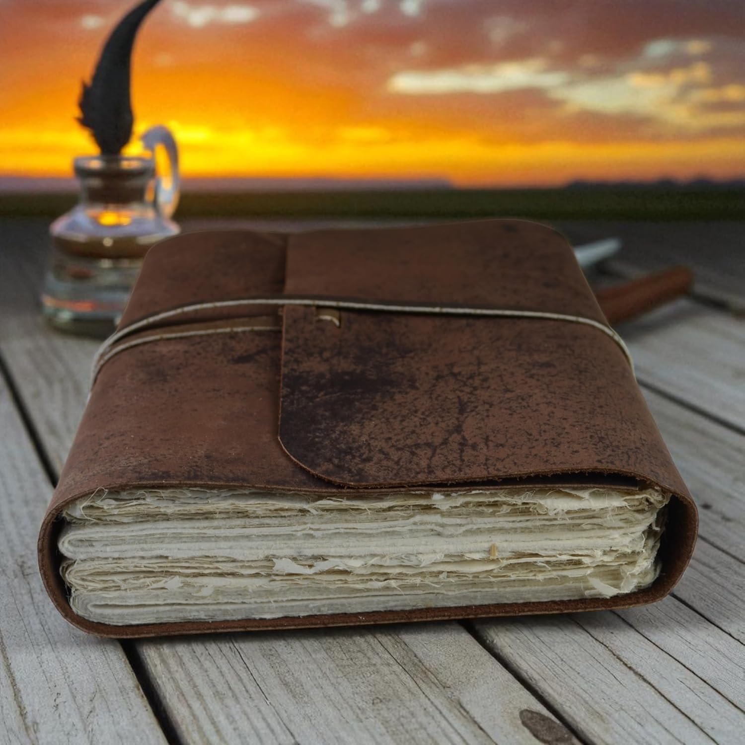 Kathmandu Valley Co. Everest Explorer Heritage Deluxe Edition, Vintage Leather Bound Journal with Handmade Heavyweight Tree-free Lokta Paper, Made in the Himalayas of Nepal, 8x10 inches (Extra Large)