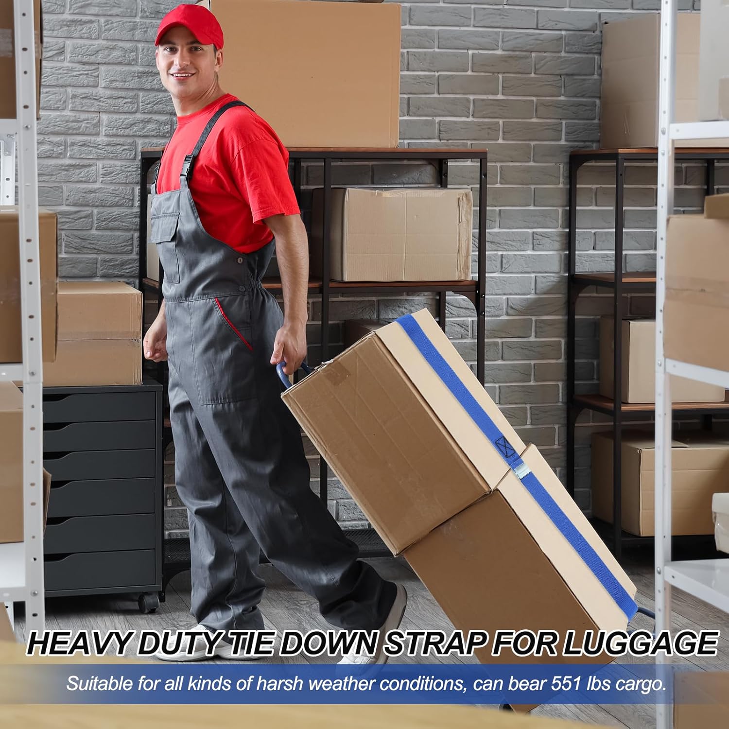 PATIKIL 1" x 30ft Lashing Strap with Buckles, 2 Pcs Cam Buckle Tie Down Straps Adjustable Heavy Duty Secure Cinch Straps Up to 551 lbs for Cargo Kayak Bicycles, Blue - Image 6