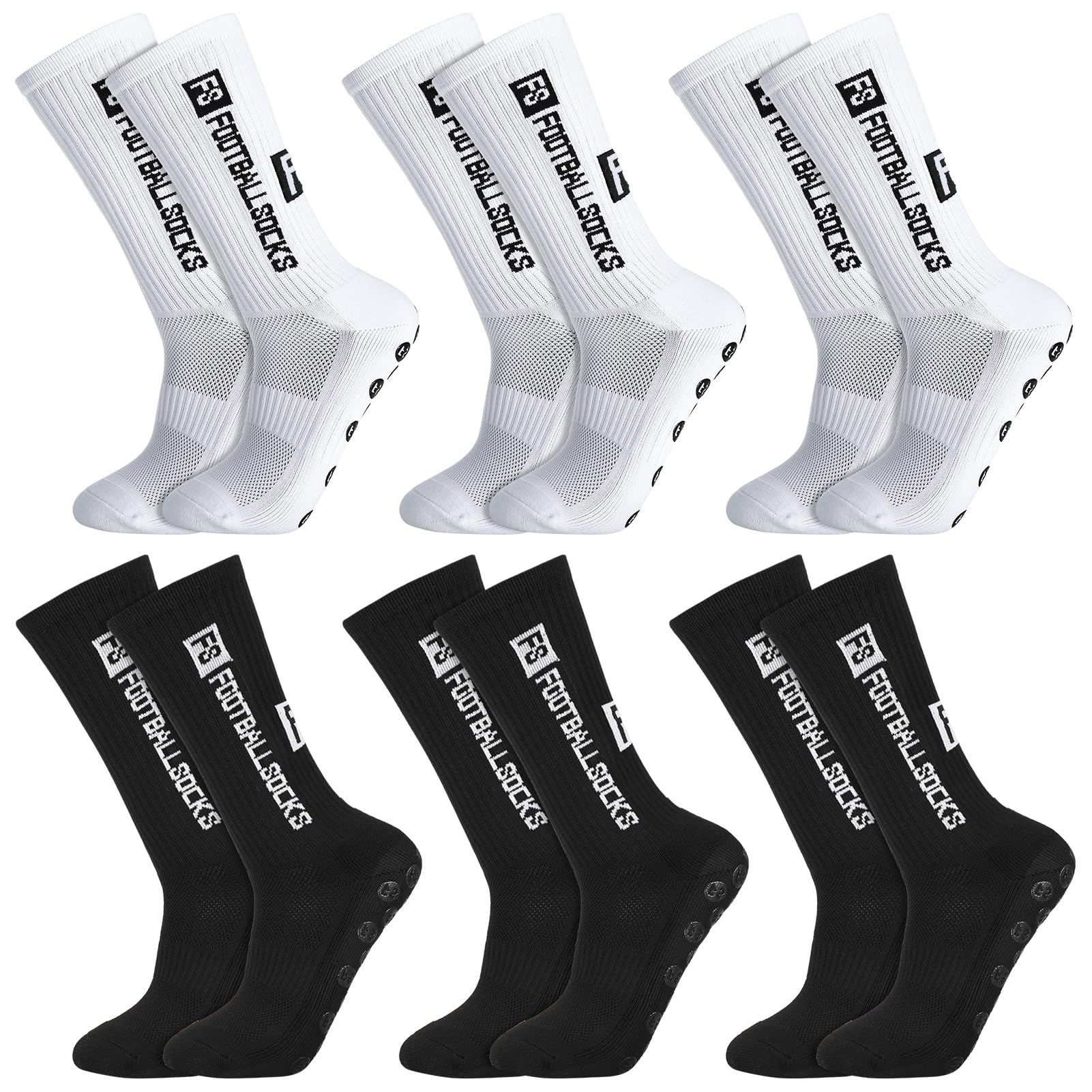 Apricitie 6 Paare Fußball Socken Männer, Fußball Sportsocken Anti-Rutsch Fussball Socken Fußballsocken für Herren Damen,39-46