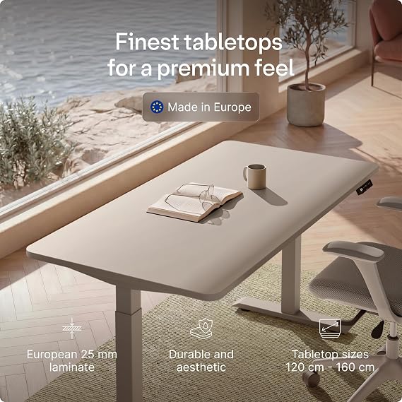 Desktronic HomeOne Standing Desk 160x80cm – Dual Motor Electric Height Adjustable Desk with USB & USB-C Charging, 3 Memory Presets & Touchscreen Controller – Home Office
