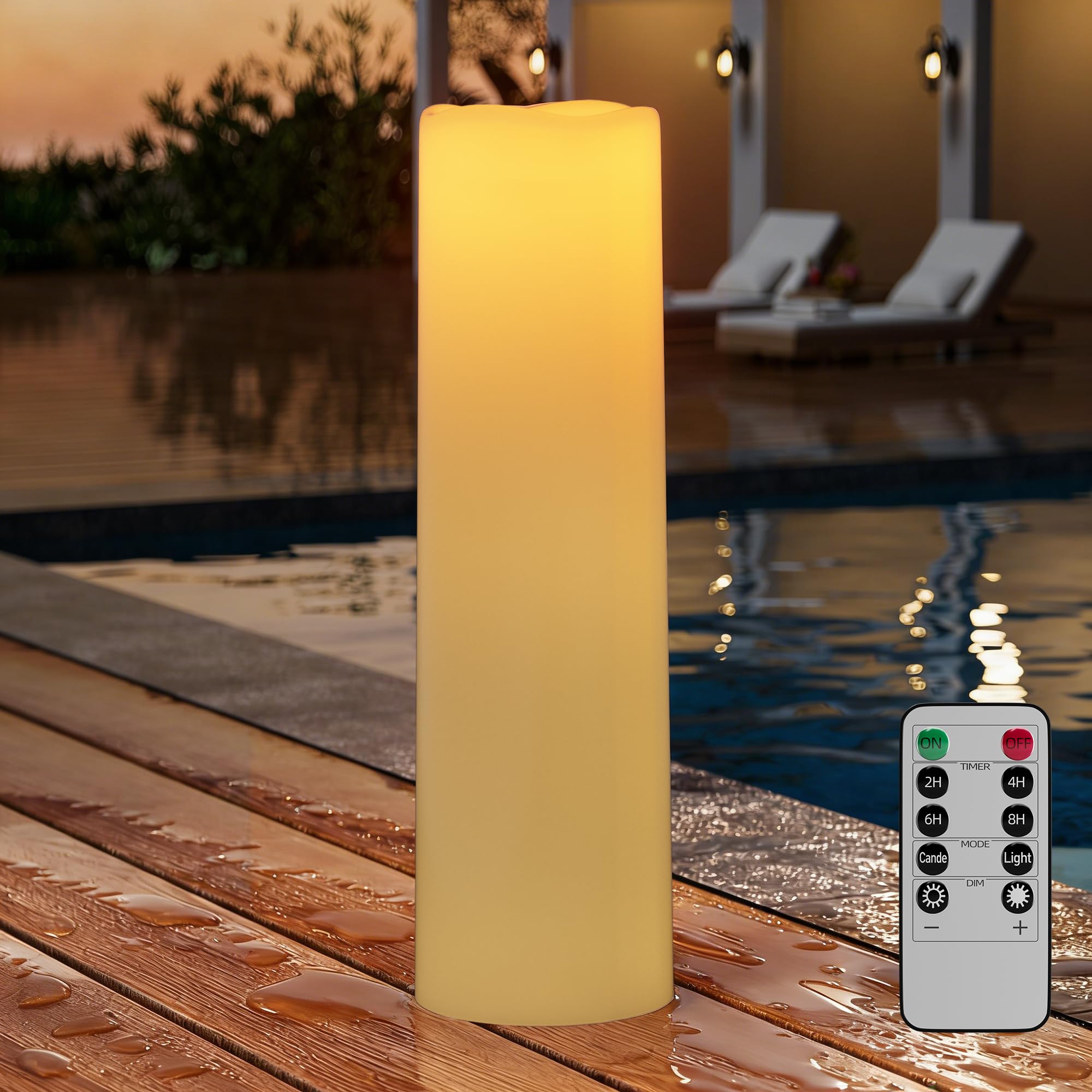 14"×4" Flameless Candles Outdoor Waterproof with Remote Ivory