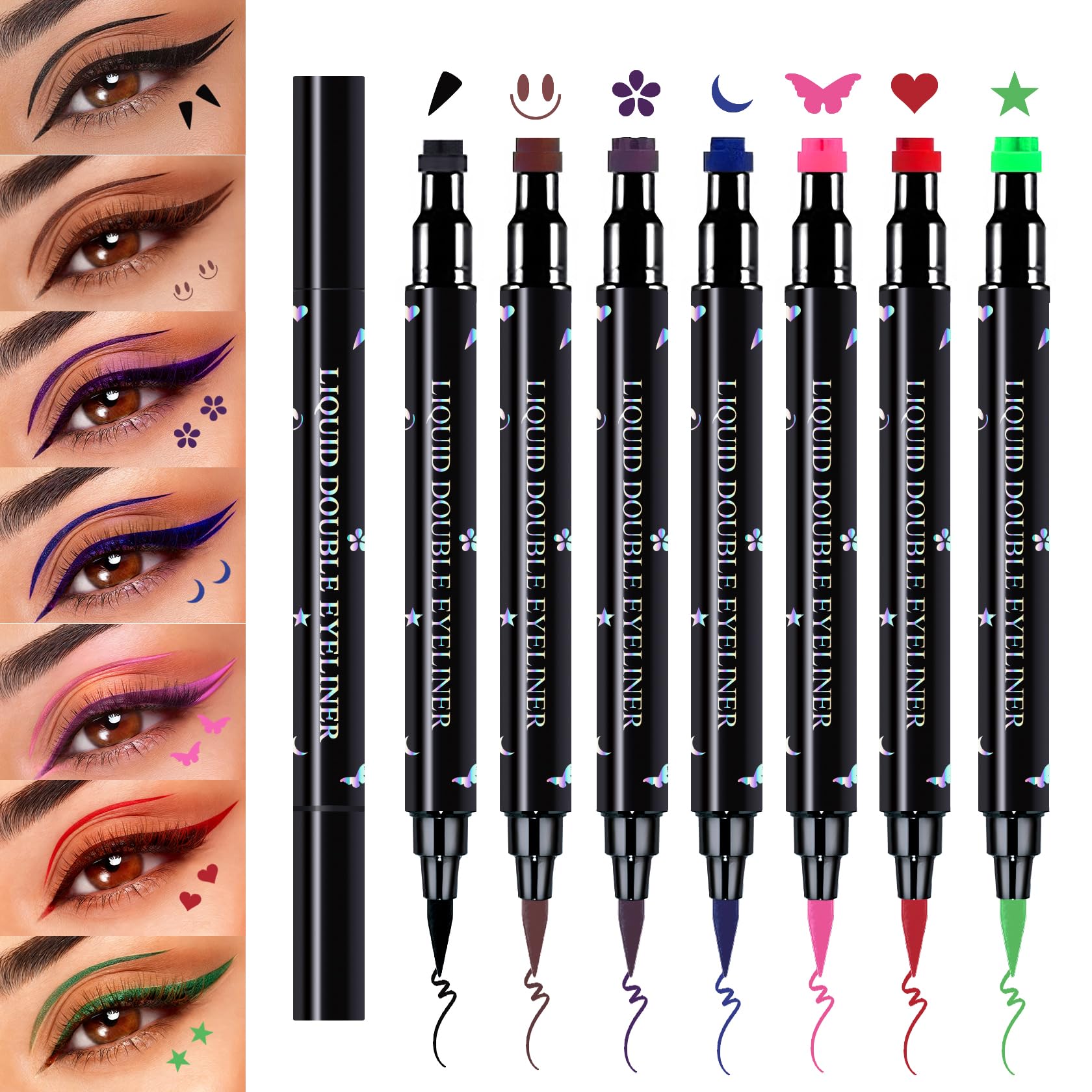 XINGXYUEL 7 Colors Double-headed Eyeliner Stamps Pencil Set, Face