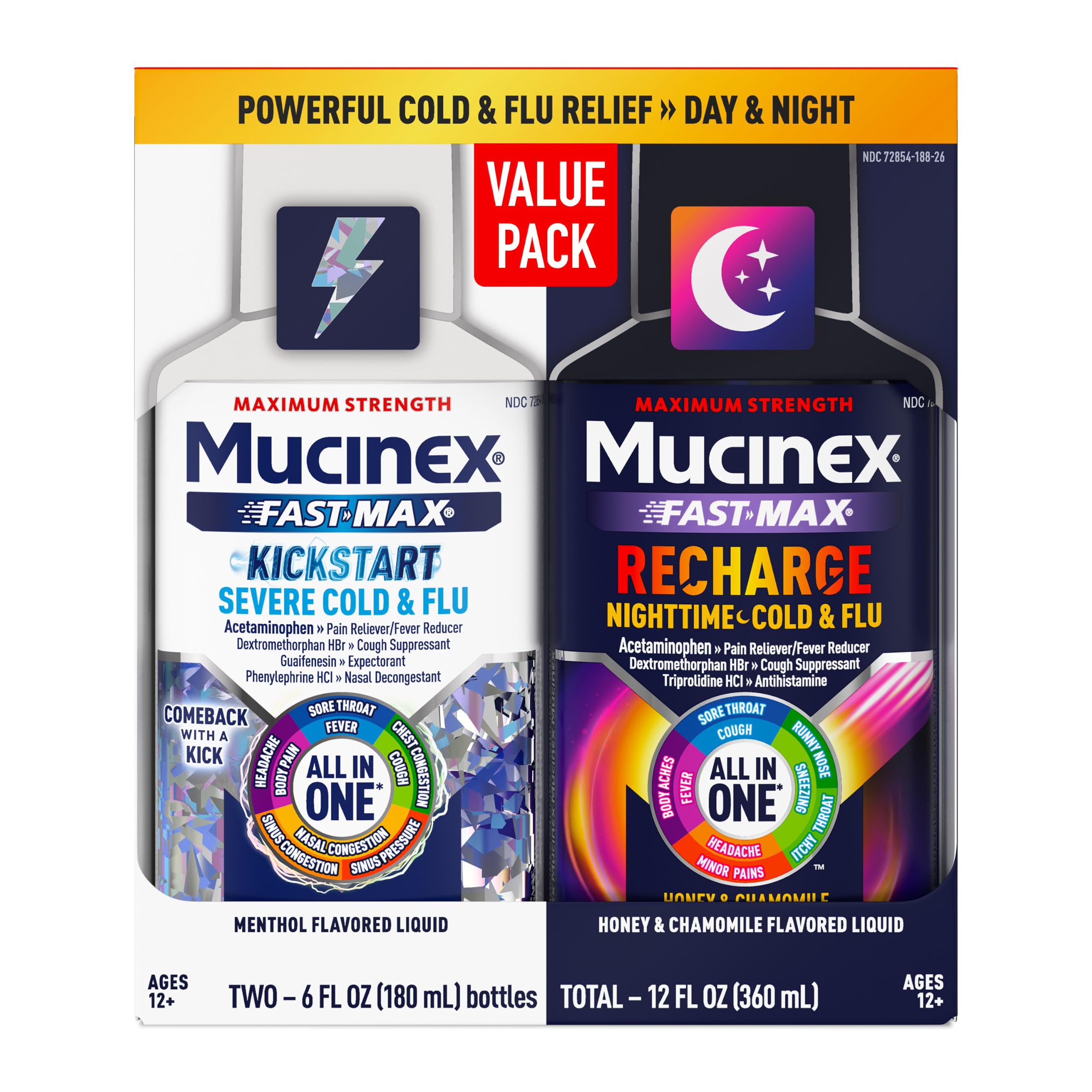 Mucinex Fast-Max Cold & Flu All in One Day/Night Value Pack, 2x6 FL OZ — Amazon image 13