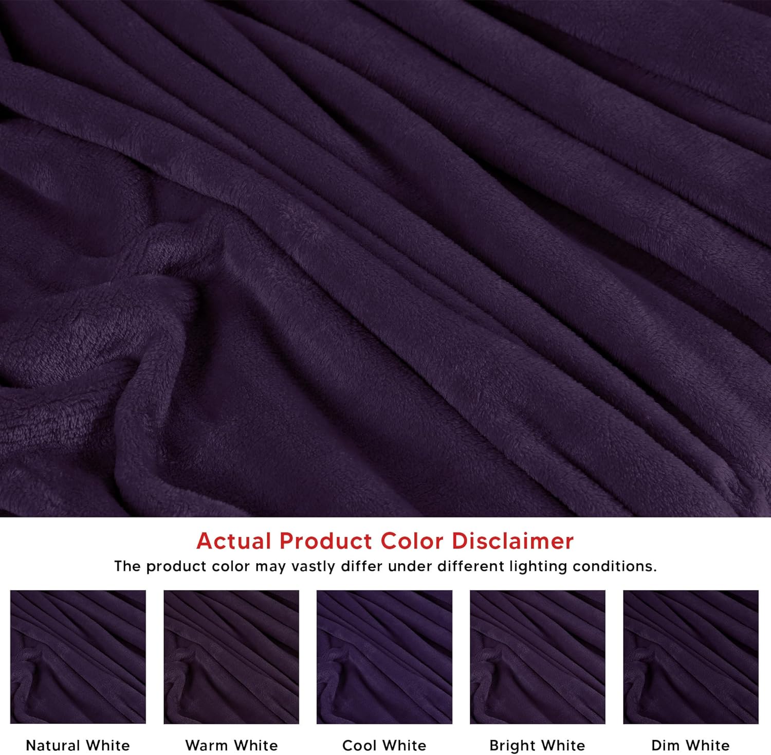 Utopia Bedding Purple Fleece Blanket California King Size Lightweight Fuzzy Soft Anti-Static Microfiber Bed Blanket (102x96 Inch) - Image 4