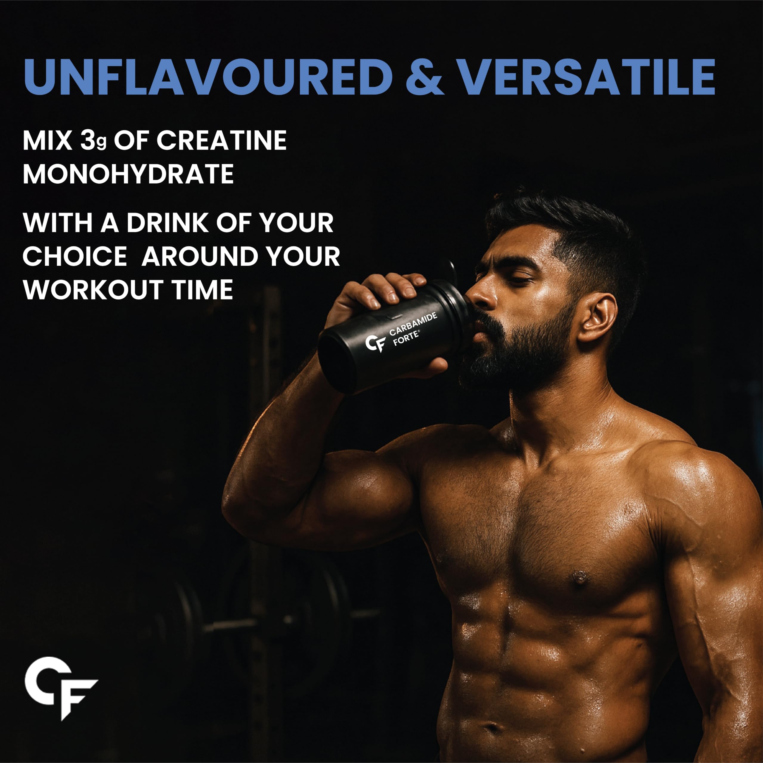 Carbamide Forte Creatine Mono hydrate Powder | Micronized Monohydrate Creatine 103gm | Micronized Monohydrate Supplement for Lean Muscle, Strength & Energy - Unflavoured - 33 Servings - 103g - Image 7 thumbnail