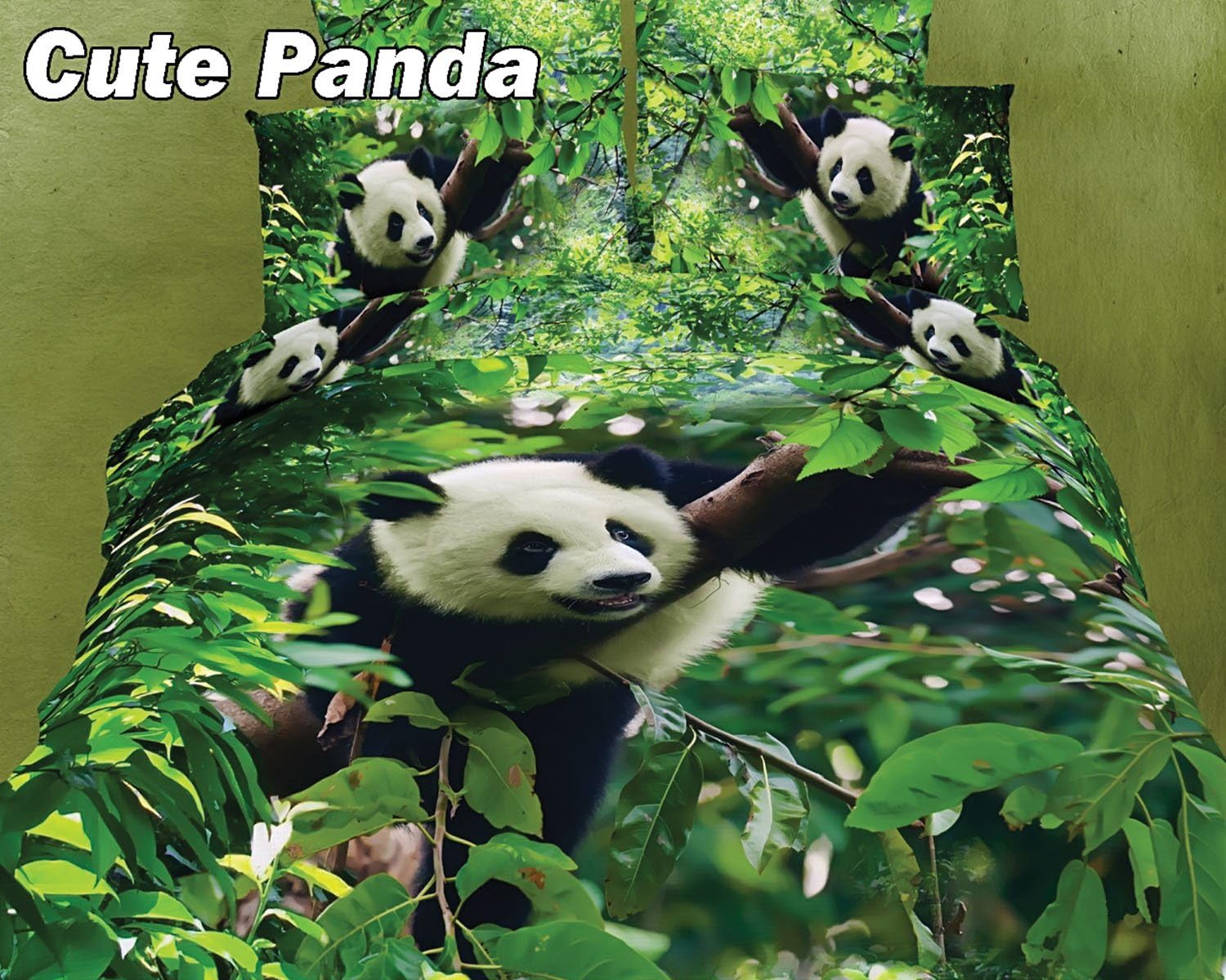 Dolce Mela DM434T Cute Panda Twin Cotton Duvet Cover Set