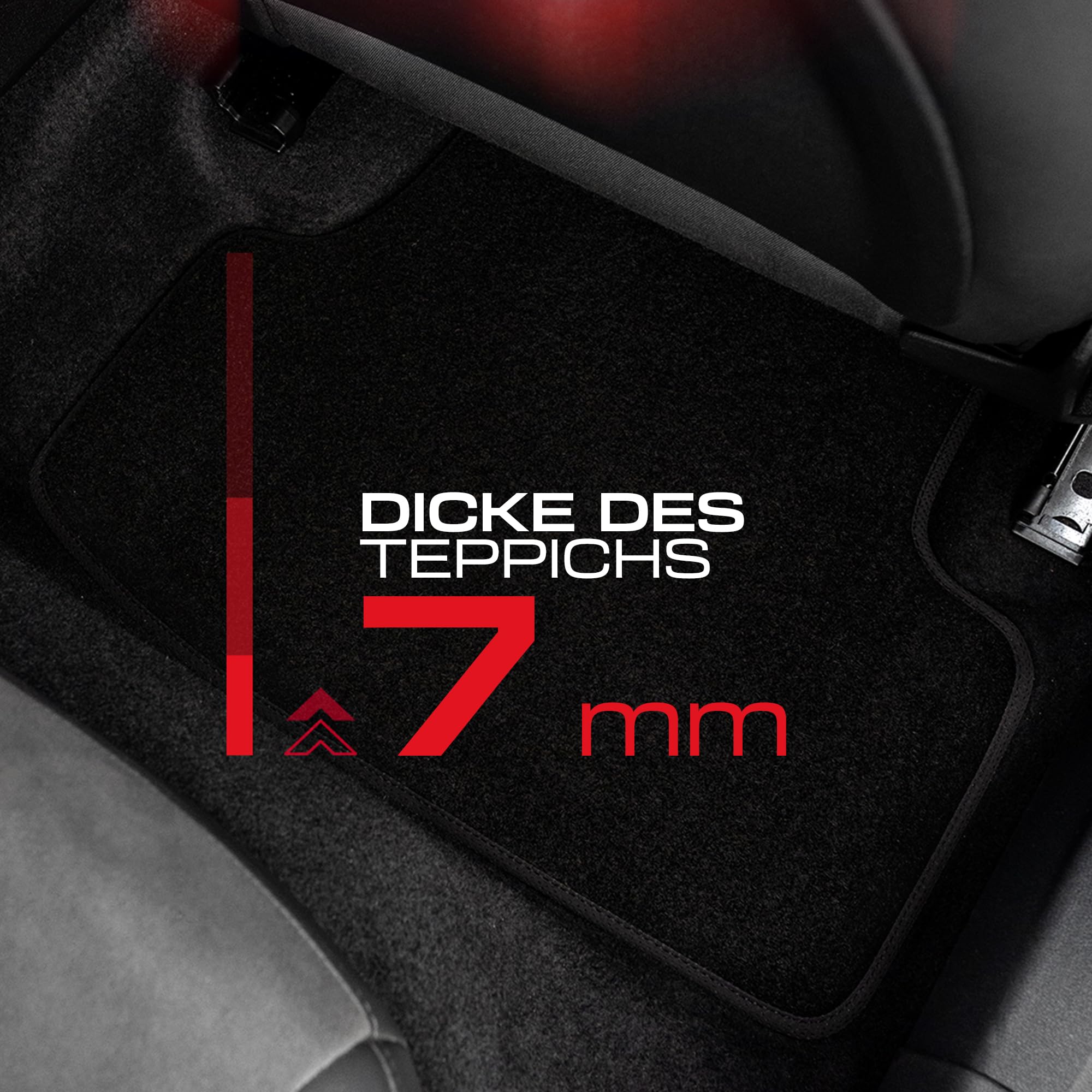 PERFORMANCE Tappetini tappetini auto in velluto personalizzati destinato a Renault Clio V dal 2019 - Standard, Traforato, bianco e rosso -Ricamo CNC preciso, piping traforato di design, accessori per