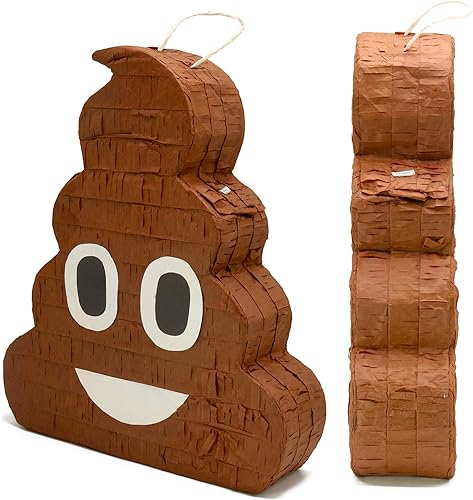 Miniatura 4 de Piñata Emoji Emoticon Poop para fiesta de cumpleaños y eventos, rellenable con dulces o juguetes pequeños, diversión colorida para niños y adultos,