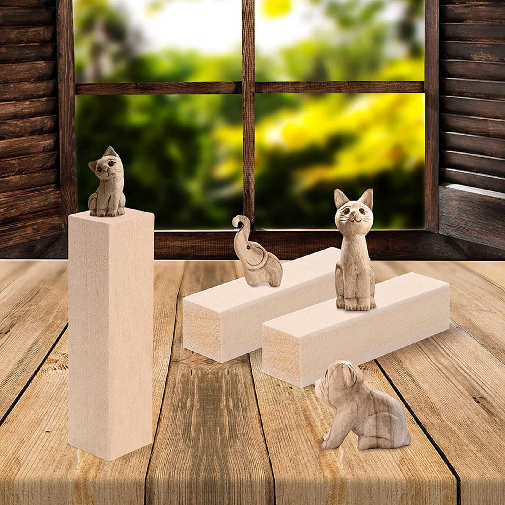Duże bloki do rzeźbienia (50 opakowań), 4 x 1 x 1 niedokończone drewno lipowe, zestaw do majsterkowania, dla początkujących