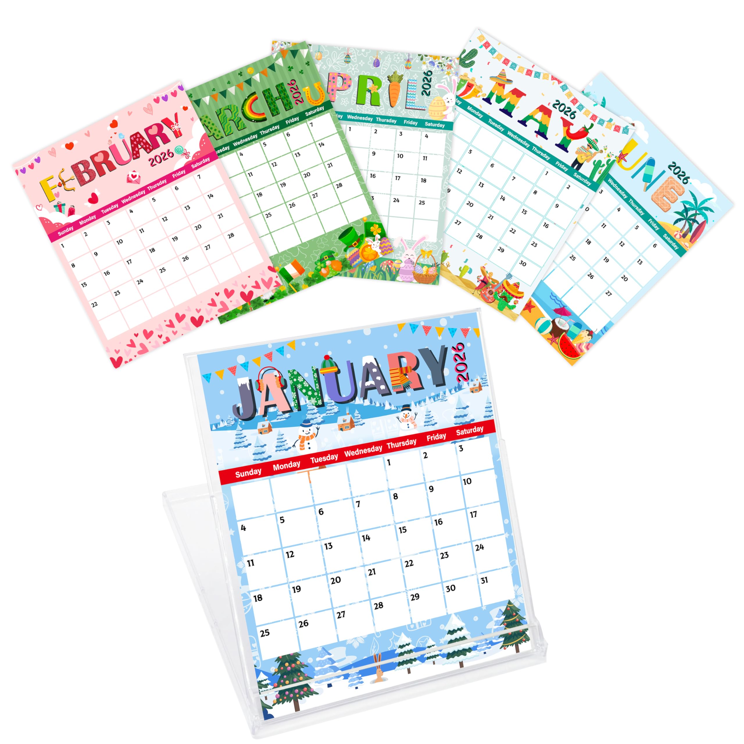Small Desk Calendar 2026, January 2026 To December 2026, Holiday Calendar, Desk Calendar With Cd Case Stand, Office Decor, Christmas New Year Gifts