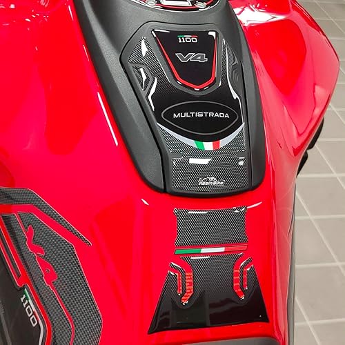 Motorcycle 3D Stickers Compatible with Ducati Multistrada V4 1100 2021. Tank Protector Protection from Impact and Scratches. Resin Stickers - Made