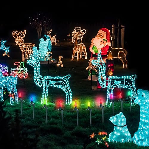Miniatura 2 de Estacas de luz de Navidad de 10 pulgadas universales para patio, césped, vacaciones, tira de luces C7 C9, estacas de tierra para luces de Navidad al