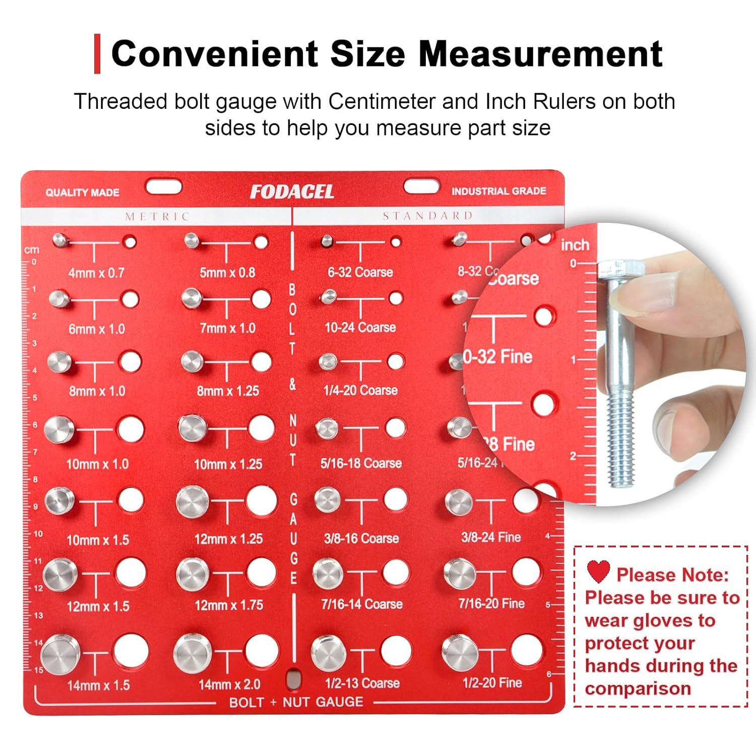 Thread Checker, 28 Nut and Bolt Thread Checker, Accurate Size, Thick Enough Bolt Size and Thread Gauge Identifier, Clear Markings, Standard Ruler with Inches and Centimeters On Both Sides