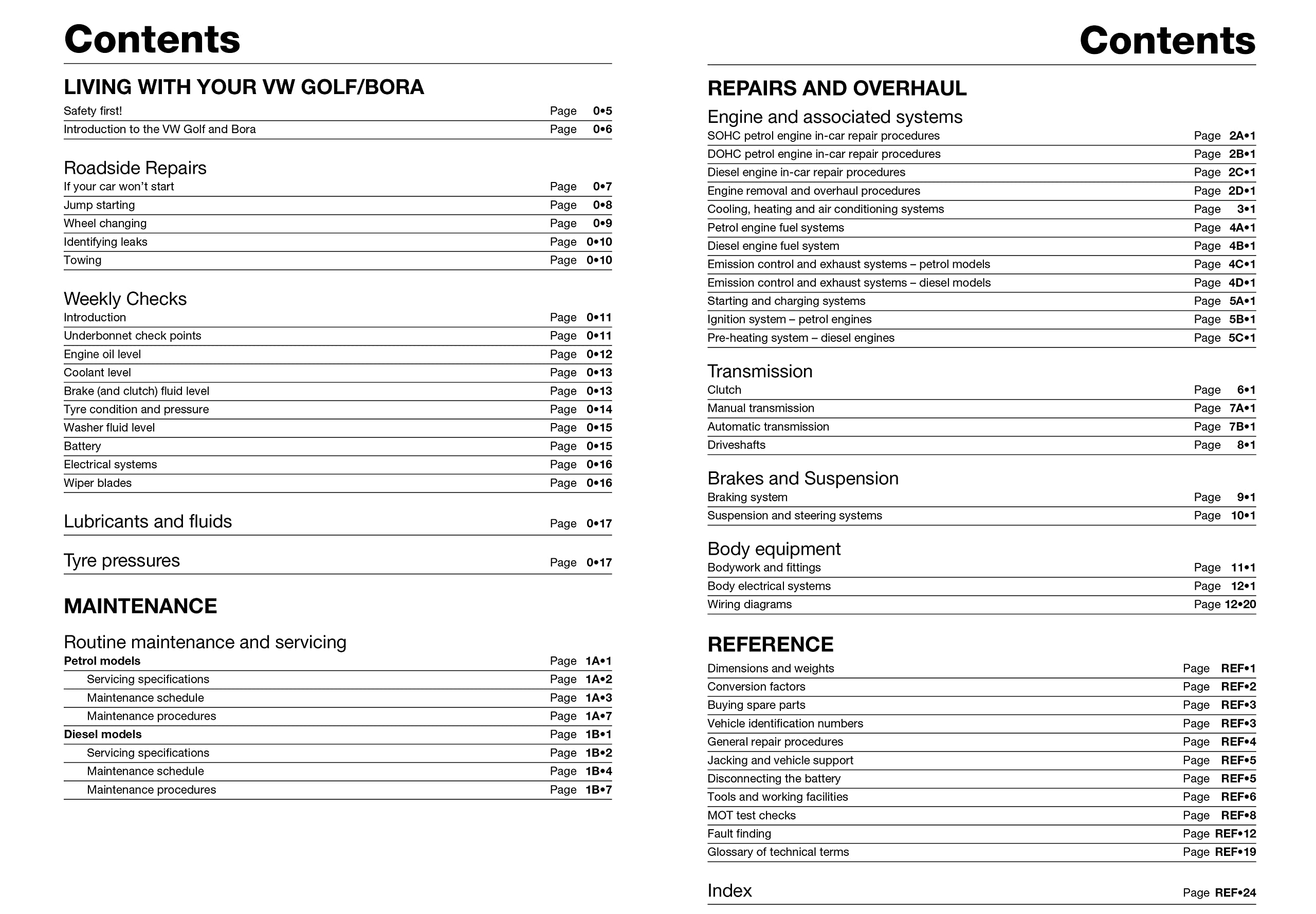 VW Golf & Bora 4-cyl Petrol & Diesel (01 - 03) Haynes Repair Manual