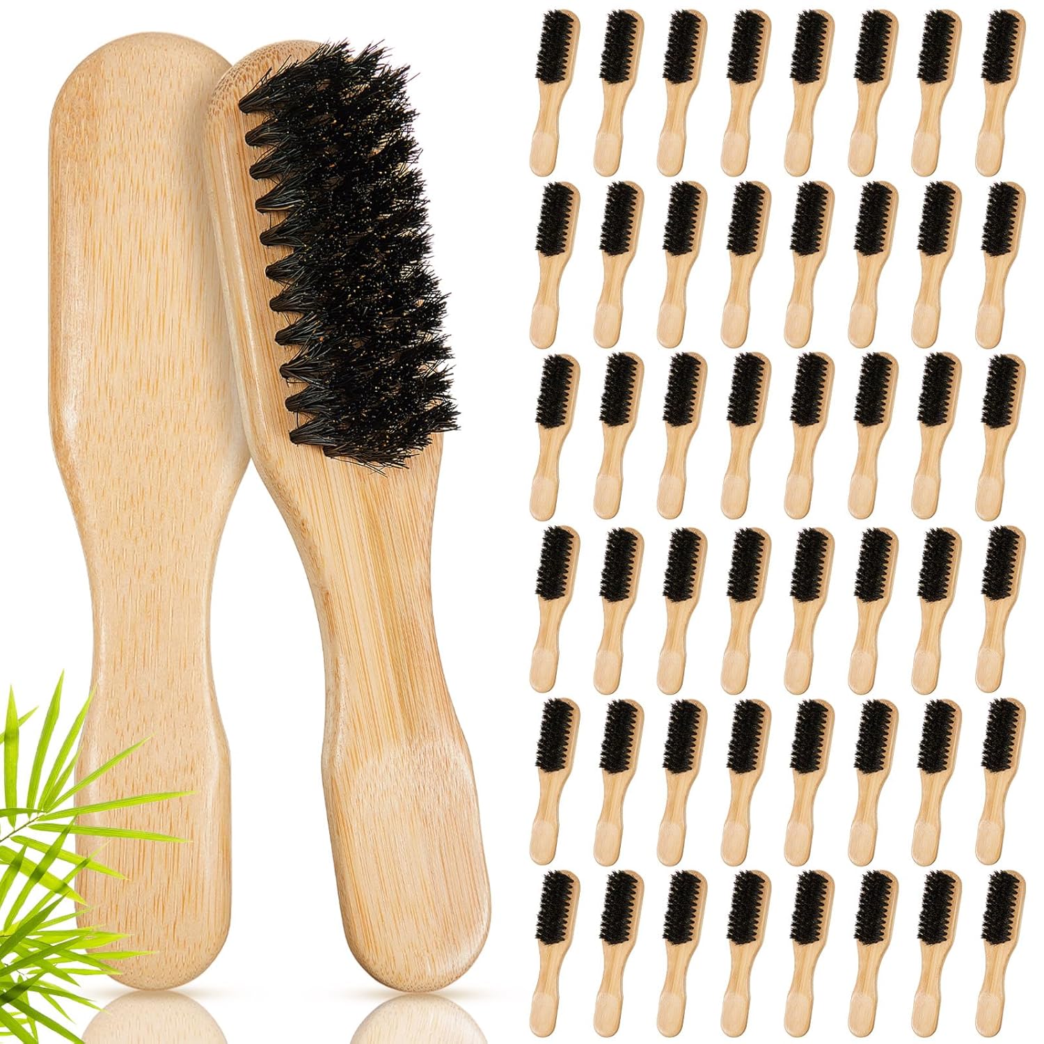 Weysat 24 Pack Boar Bristle Hair Brushes - Natural Wooden Handle Brushes for Thick Hair, Beard, Frizz Control, Pet Grooming, Smoothing Flyaways - Dual Use for Women, Men, Cat & Dog