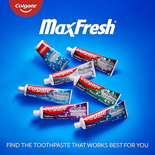 Miniatura 8 de Colgate Max Fresh Pasta de dientes tamaño viaje con mini tiras de aliento, menta fresca, paquete de 24