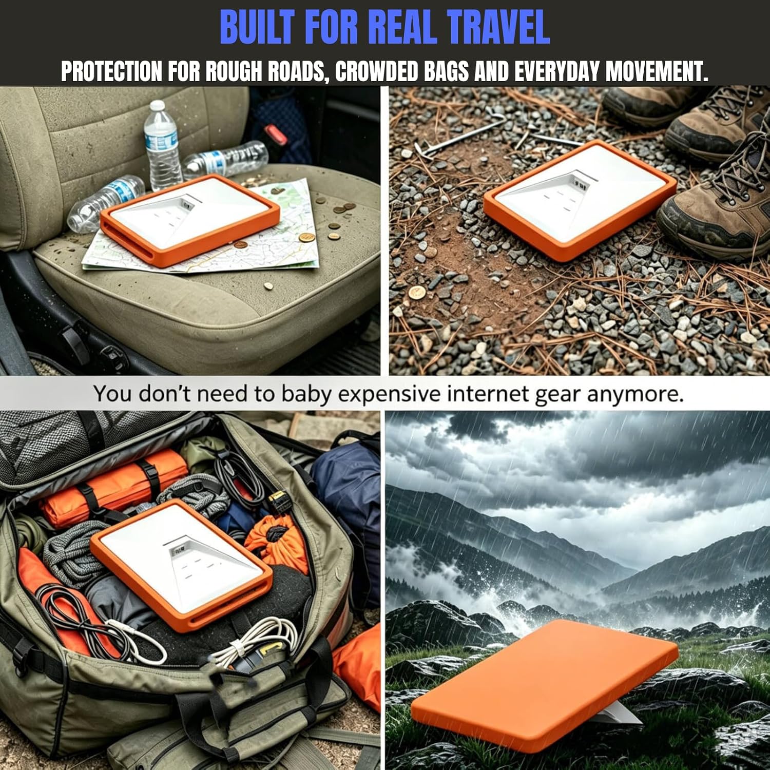 Silicone Protective Case for Starlink Mini, Easy to Find, Emergency Solo Travel Prepared Shockproof Snug Fit, Signal-Friendly, Anti-Glare, Slim Travel Cover with Carabiners (Safety Orange)