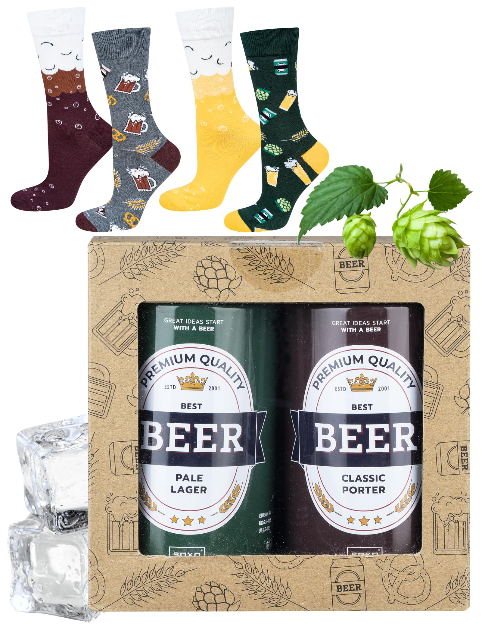 soxo Lattina Birra Calzini Uomo Divertenti Idee Regalo Cotone Calze Birre Regali Per Lui 40-45 1-4 Paia