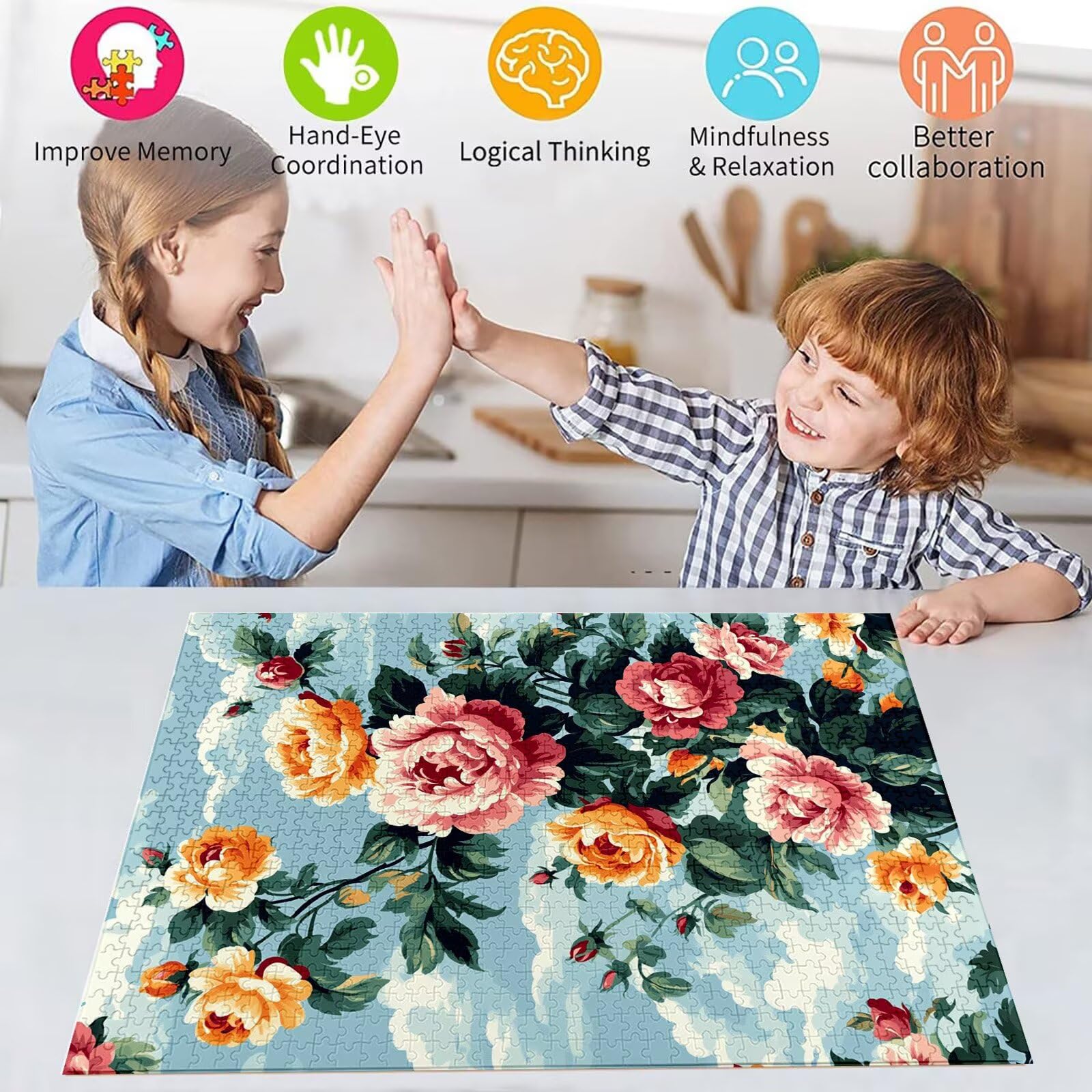 Puzzle Blume Puzzle 5000 Teile, Holzpuzzle Erwachsene, Mehrfarbig Holzpuzzle, Klassische Puzzles Pfingstrose Wooden Jigsaw für Erwachsene Und Kinder 14 Jahren, Geschenke Home Dekor 156x105cm D-712