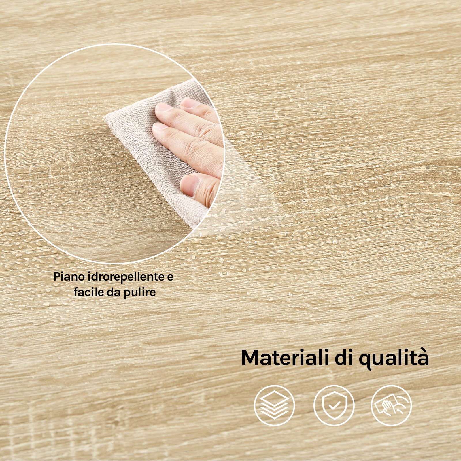 WOLTU Tavolo da Bar, Bancone da Bar con 1 Cassetto e 3 Ripiani, Tavolo Penisola per Cucina, Pub, Bistrot, Legno Ingegnerizzato (Con assi di legno, Bianco+Rovere Chiaro, 100 x 50 x100 cm)