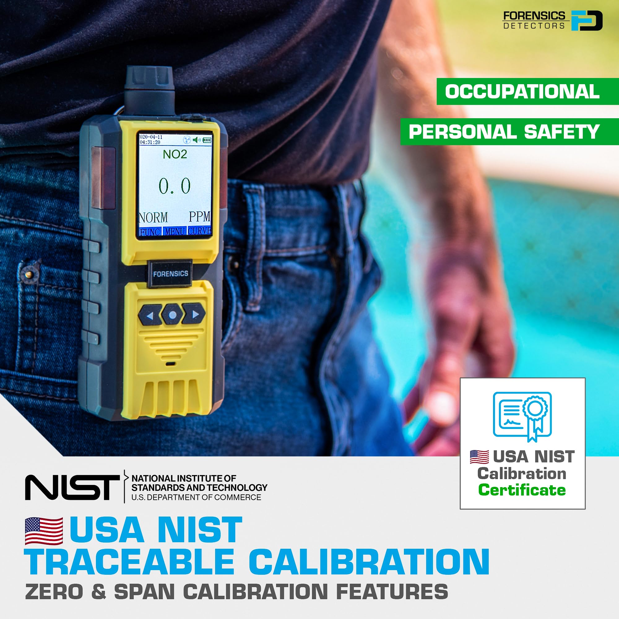 Analizador de Dióxido de Nitrógeno (NO2) | Certificado de Calibración EU | NO2 0–20 ppm | Bomba Integrada y Sonda de 4 Pies