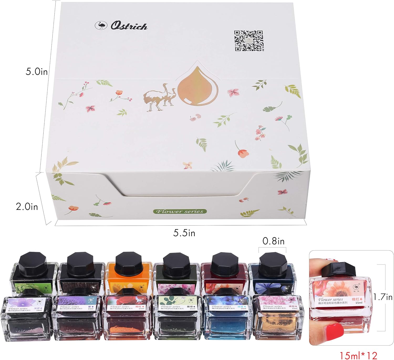 SVBAQUUY Calligraphy Ink,12 Colors Dip Calligraphy Pen Inks Set for Art,Writing,Signatures,Calligraphy, Decoration,Gift (15ml)