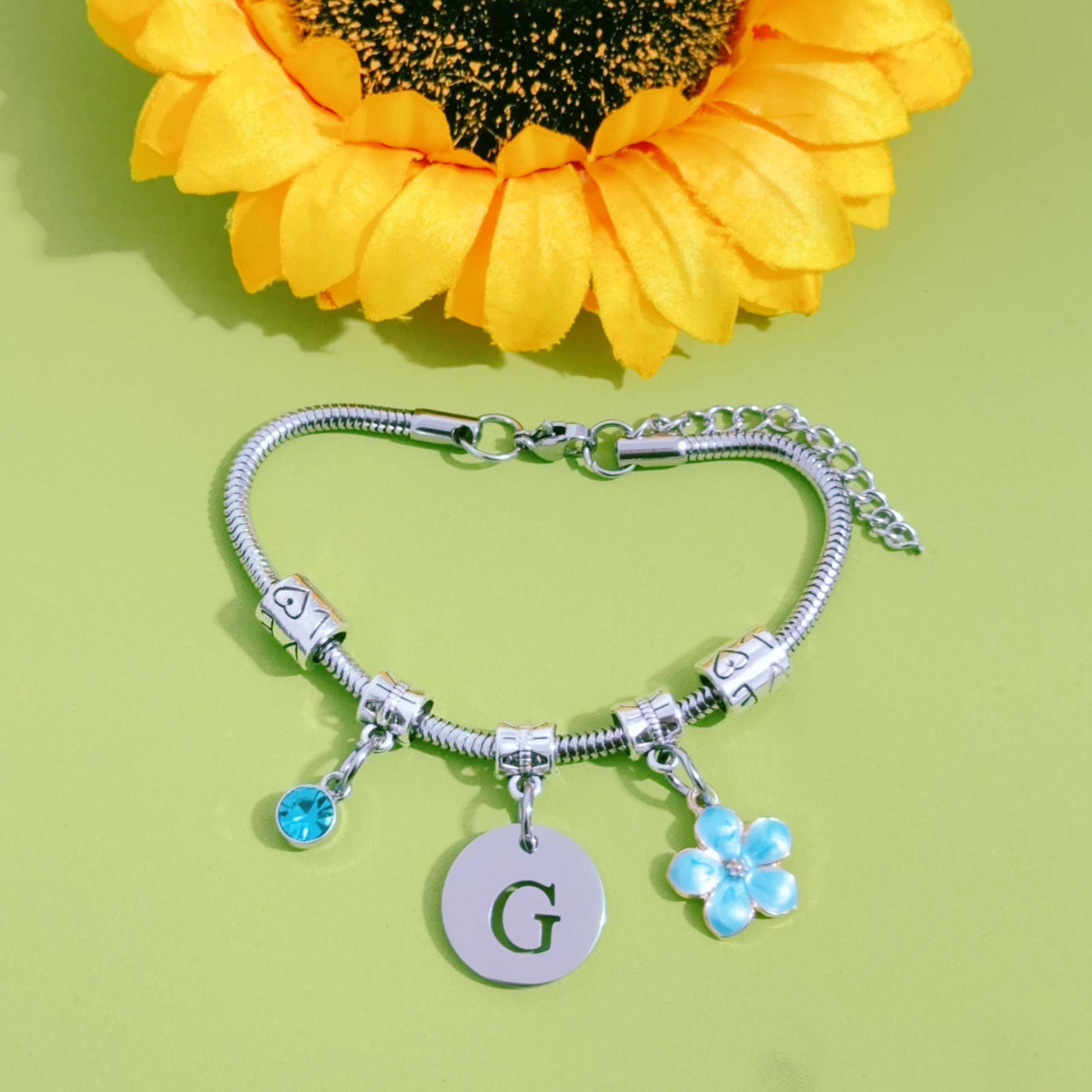 Bracciale Donna Ragazza Amica Sorella Compleanno Natale Ispirazione Regali Regolabili Ciondolo Con Lettera A-Z Colore Argento Bracciale Gioielli per Donne Ragazze