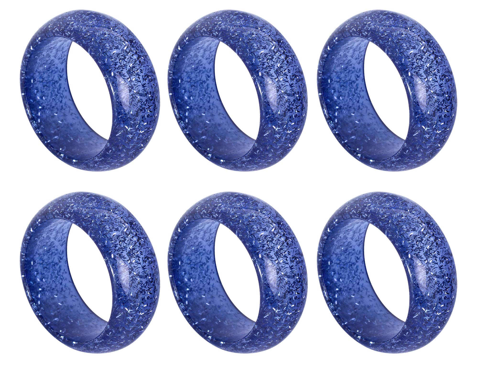 il pregio Colored Resin Napkin Rings Set, Elegant Décor Napkin Holder Rings for Christmas, Thanksgiving, Dinner Parties, Weddings, and Holidays and Package Sizes. (Blue Glitter, 6)