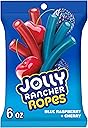 Jolly Rancher Ropes Blue Raspberry and Cherry Flavored Candy Bag, 6 oz