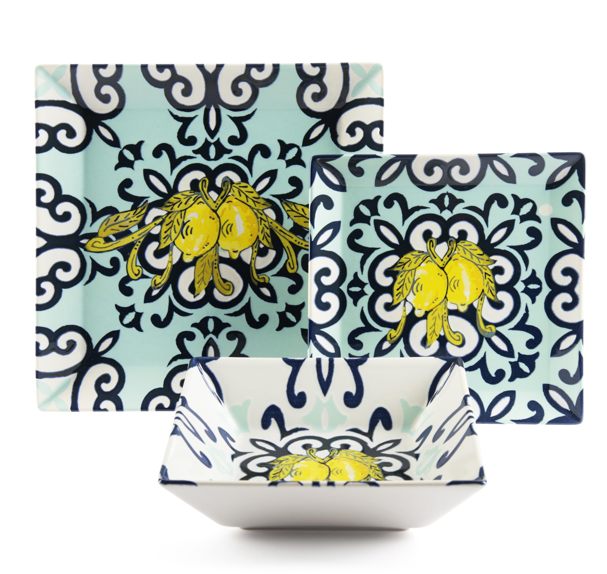 Posamestolo In Ceramica Bianco - Accessorio Cucina Stile Mediterraneo Con Decorazione Limone