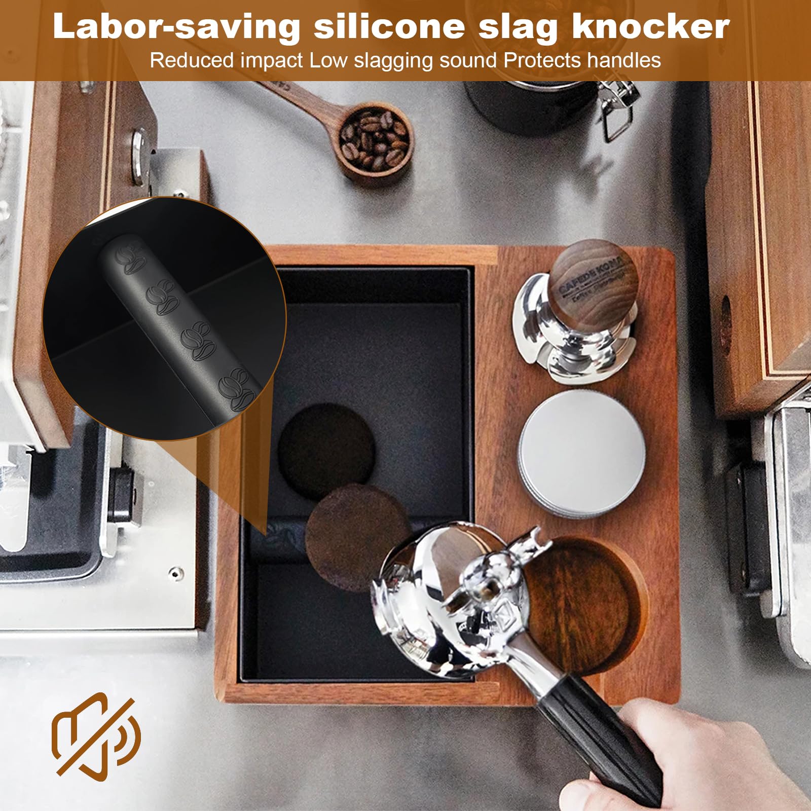 Stacja tampera, stacja do espresso i pudełko na ubijki, tamper espresso, tamper do kawy, organizer na akcesoria do kawy, z rozdzielaczem sitka, akcesoria do krążka (58 mm)