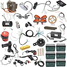 72V 1000W Complete Brushless Reduction Motor Kit 65N.M Controller, Throttle, Battery, Switch, Light, Sprocket for Upgrade Electric Vehicles Scooter, E Bike, Motorcycle,ATV, Bicycle, Tricycle