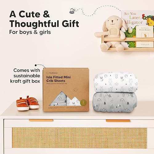 Miniatura 9 de Pack and Play Sábanas bajeras, paquete de 2 sábanas para cuna de tamaño pequeño, paquete N Play, sábana bajera orgánica para cuna para colchón de