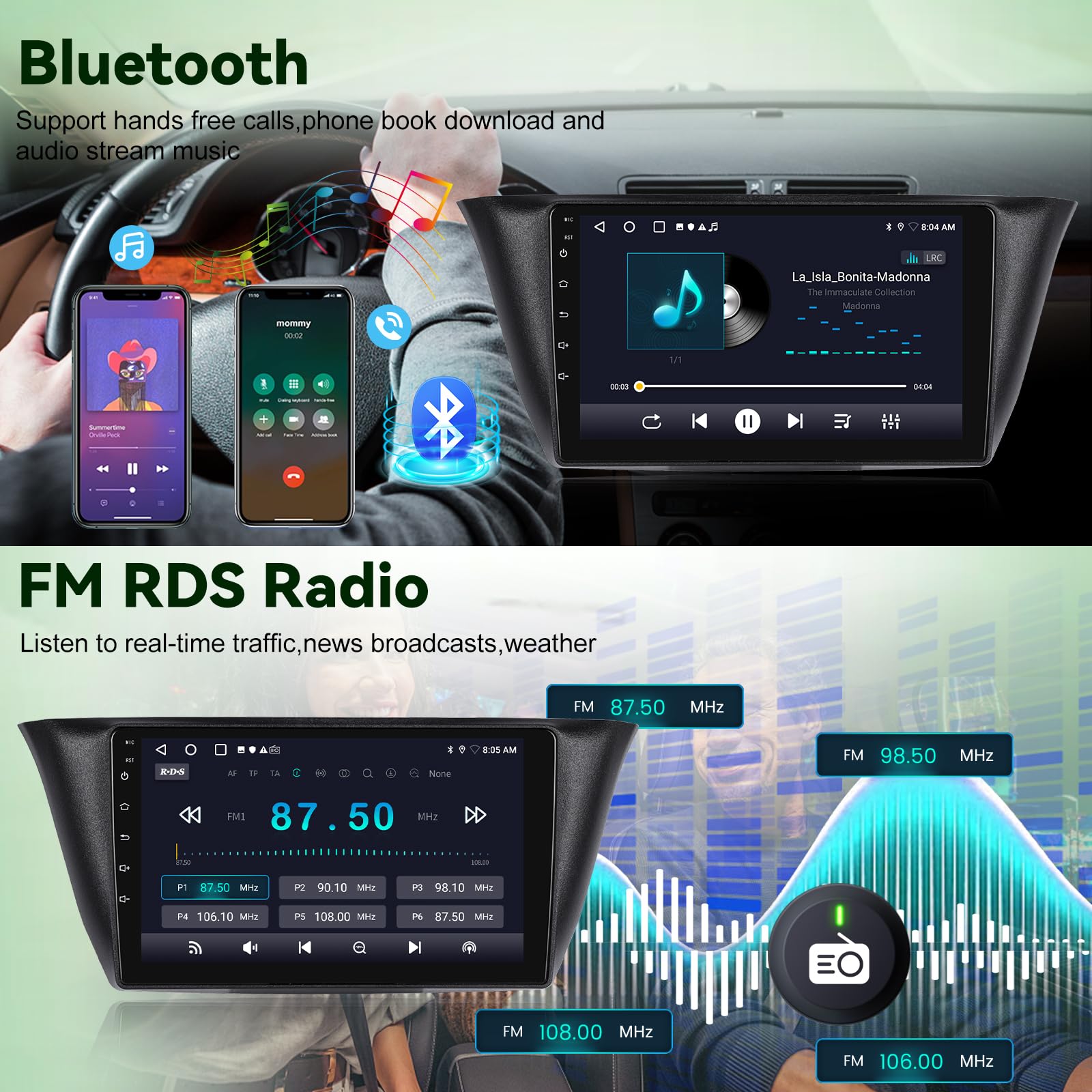 Autoradio Android 2G+64G pour IVECO Daily 2014-2021, Wireless Carplay & Android Auto Radio à Écran Tactile 9 Pouces avec WiFi/GPS/Bluetooth/EQ/FM RDS Radio+Caméra de Recul +Mic