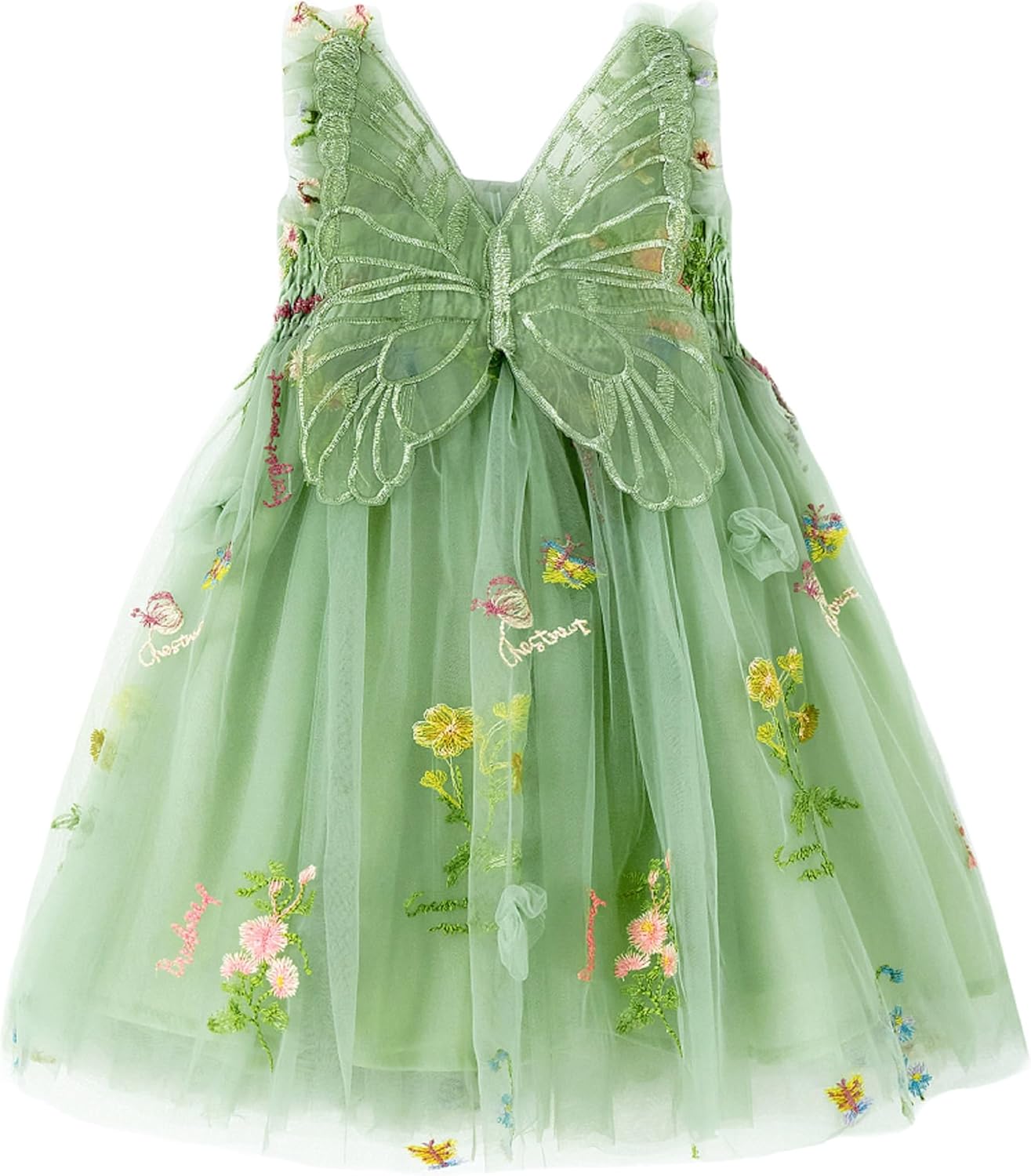 Miipat Baby Girls Tulle Dress Sleeveless Floral Butterfly Tutu Dress Toddler Girls Birthday Party Princess Dresses