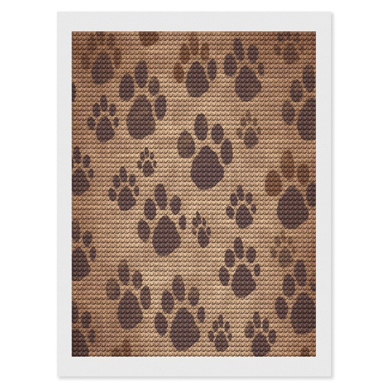 FekiLoot Paw Prints Art Diamond Painting Kits for Beginners DIY Diamond Art Kits for Adults Full Drill Round Diamond Dot Gem Art Painting Fun DIY Crafts for Home Kitchen Wall Decor Gift 12"x16"
