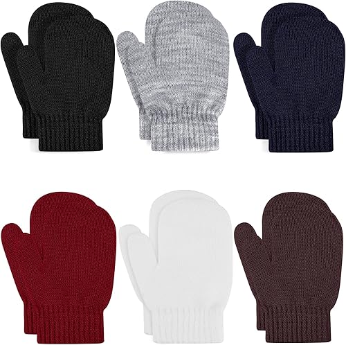 ONESING 5 pares de mitones negros para bebés, guantes cálidos para recién nacidos, guantes de invierno para bebés y niñas