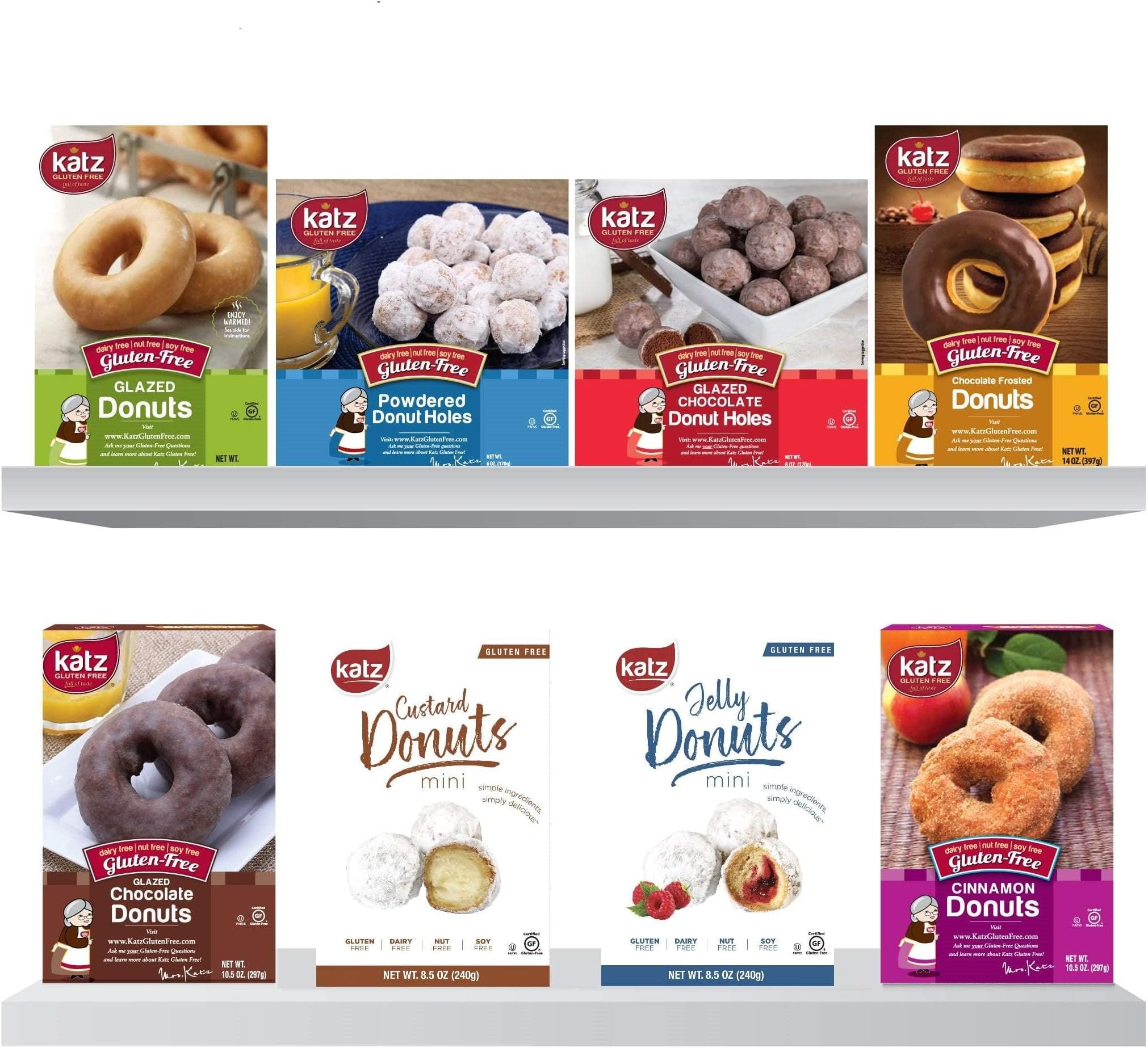 Katz Gluten Free Donuts Variety Pack Jelly Custard Glazed