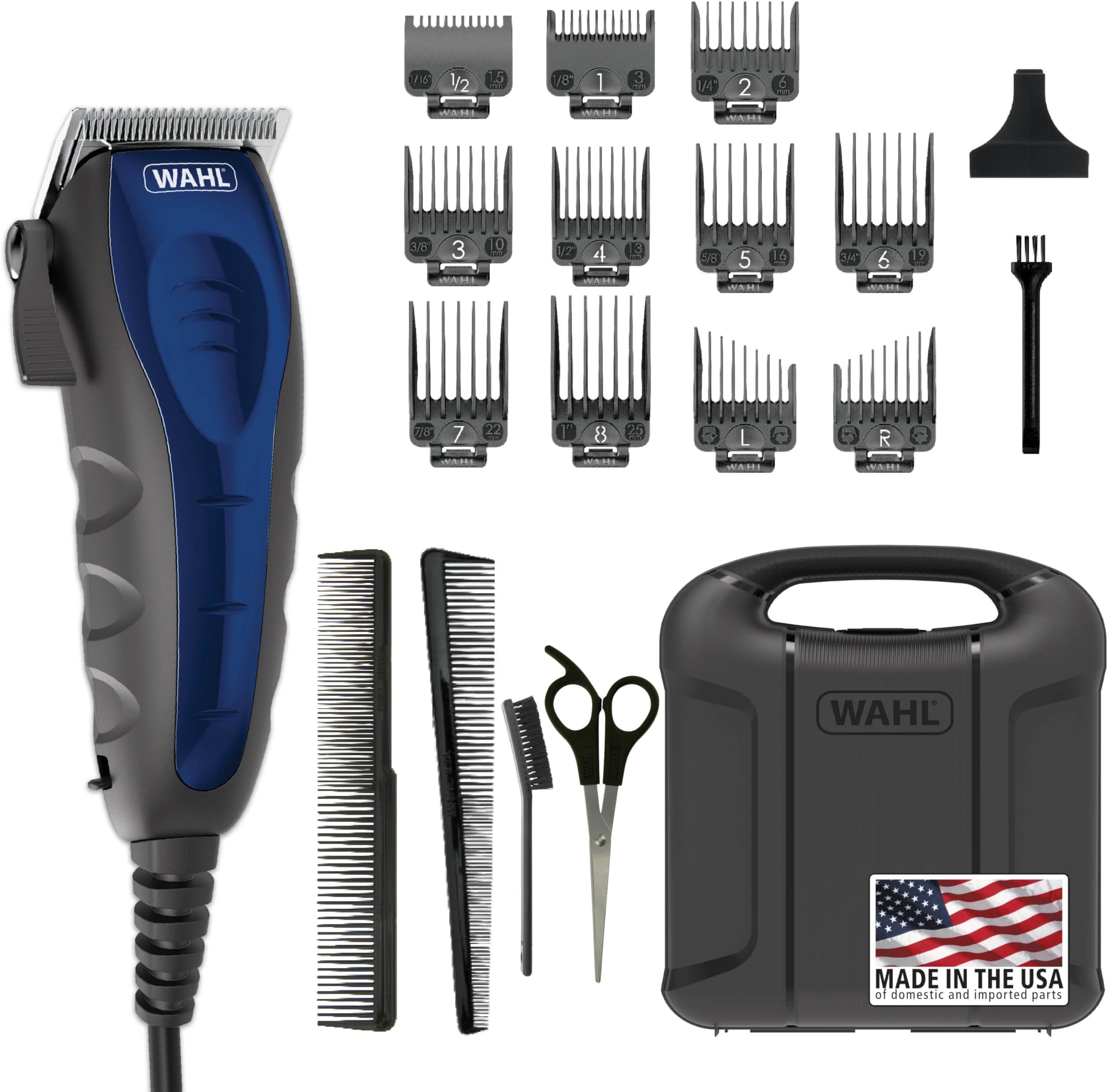 USA Self Cut Compact Corded Clipper Personal Haircutting Kit with Adjustable Taper Lever, and 11 Hair Clipper Guards for Clipping, Trimming & Personal Grooming – Model 3029683