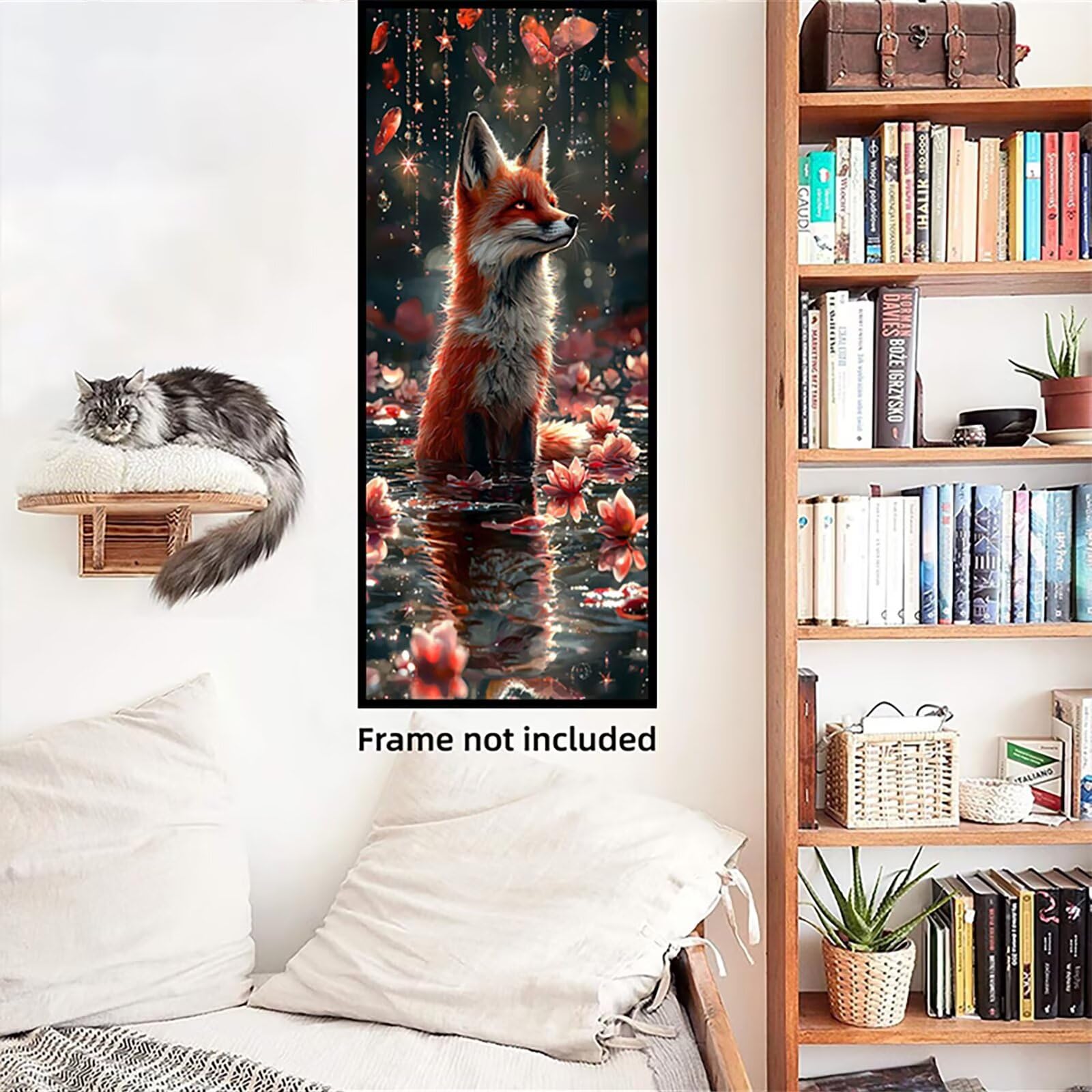Malen Nach Zahlen 50x150cm Leinwand Fuchs Malen Nach Zahlen Erwachsene mit Ohne Rahmen, DIY Kreativ Set für Erwachsene mit Pinseln und Acrylfarbe, Zimmer Deko Blume Landschaft Geschenk, P0M-737