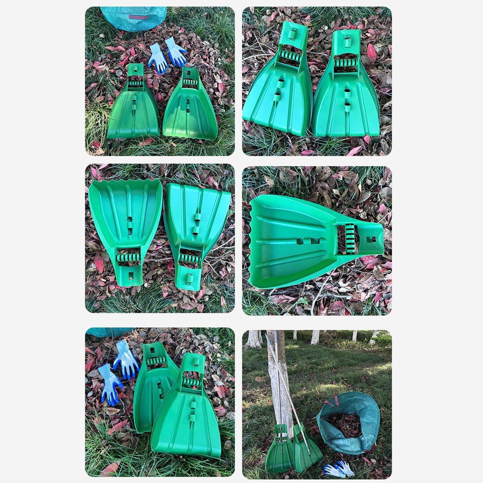 Pince à gazon avec griffes - Pelle à feuilles de grande capacité - Râteau de jardin robuste - Outil de collecte des déchets en plein air - Poignées confortables - Collecteur de déchets durable pour le