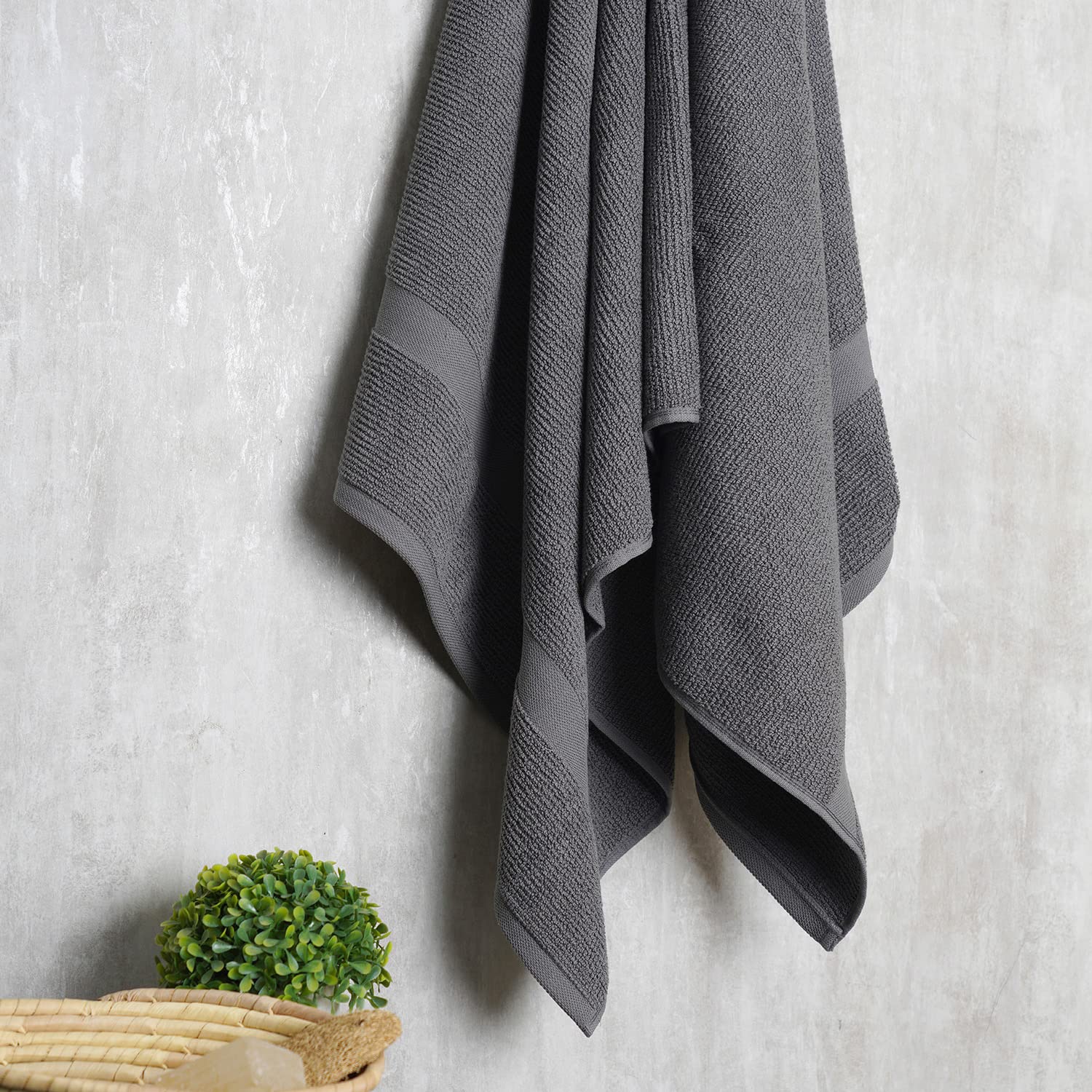 Pure Home and Living, Cotton Bath Towel, Super Absorbent, 600 GSM, Ultra Soft, 100% Cotton, (70x150 cm, Grey)