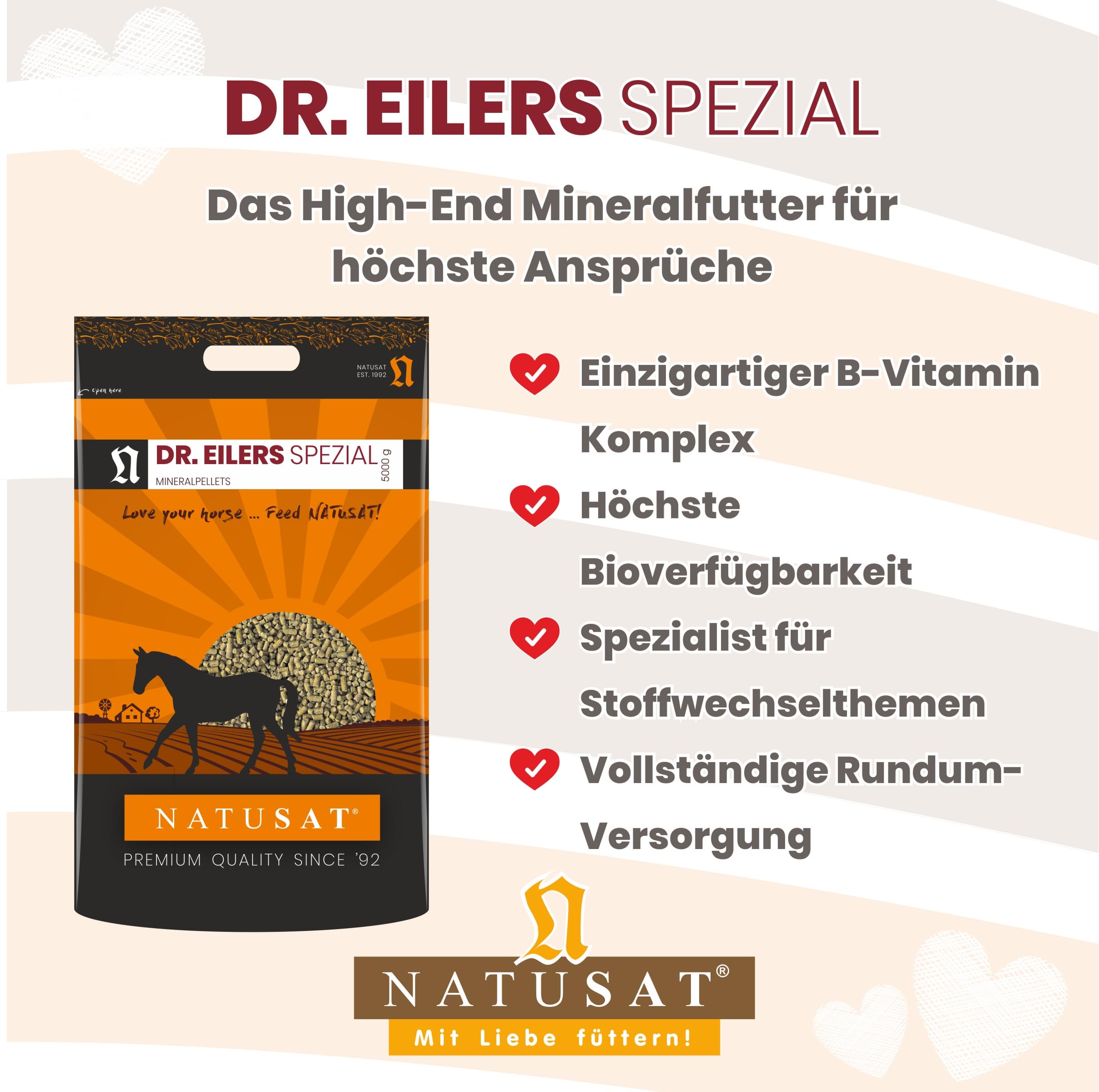 NATUSAT Dr. Eilers Spezial Pellets - Alimento mineral para caballos (5 kg) | Complejo único de vitamina B