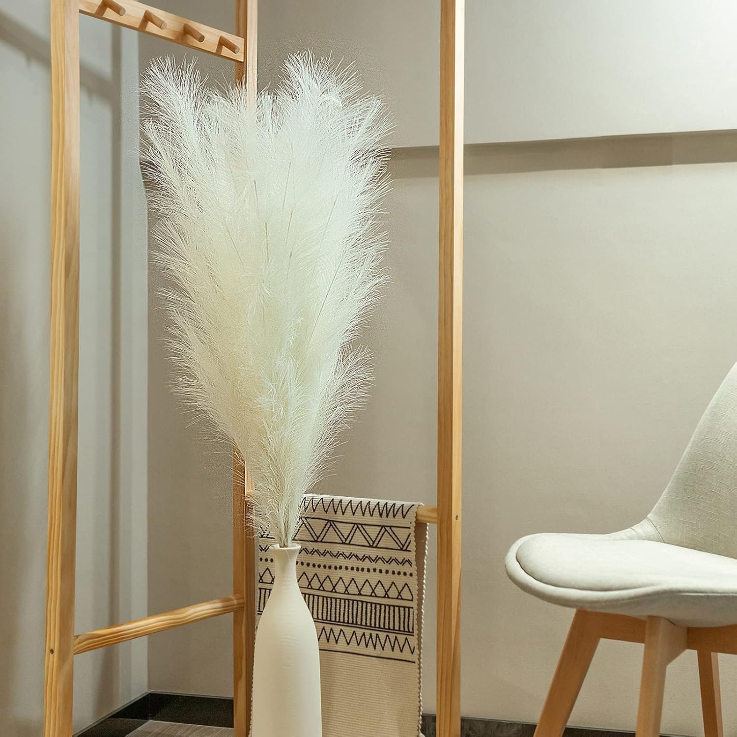 Buy Rosopis White Tall Faux Fluffy Pampas Grass 45 inSet of 4 , Large