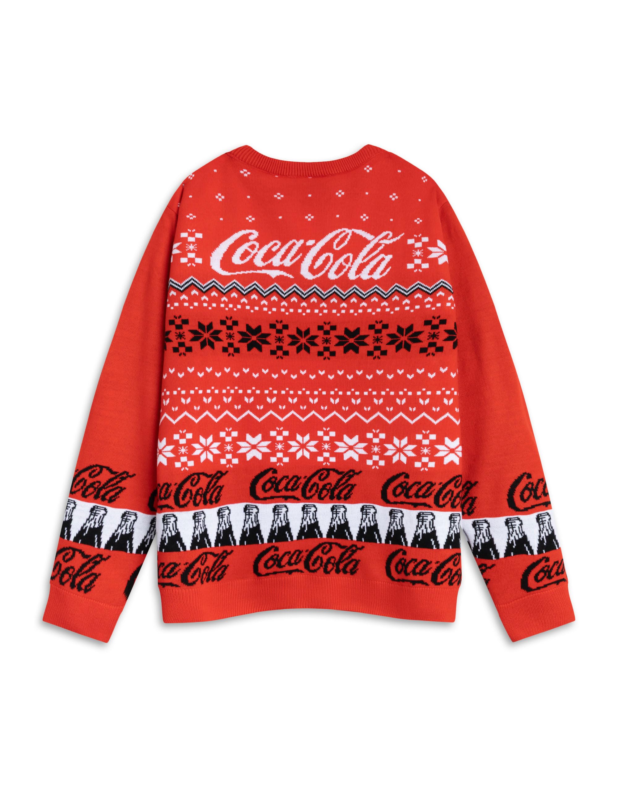 Coca-Cola Maglione Natalizio da Uomo con Logo Fair Isle Rosso | Maglione Girocollo a Maniche Lunghe per Le Feste | Abbigliamento Festivo per Natale