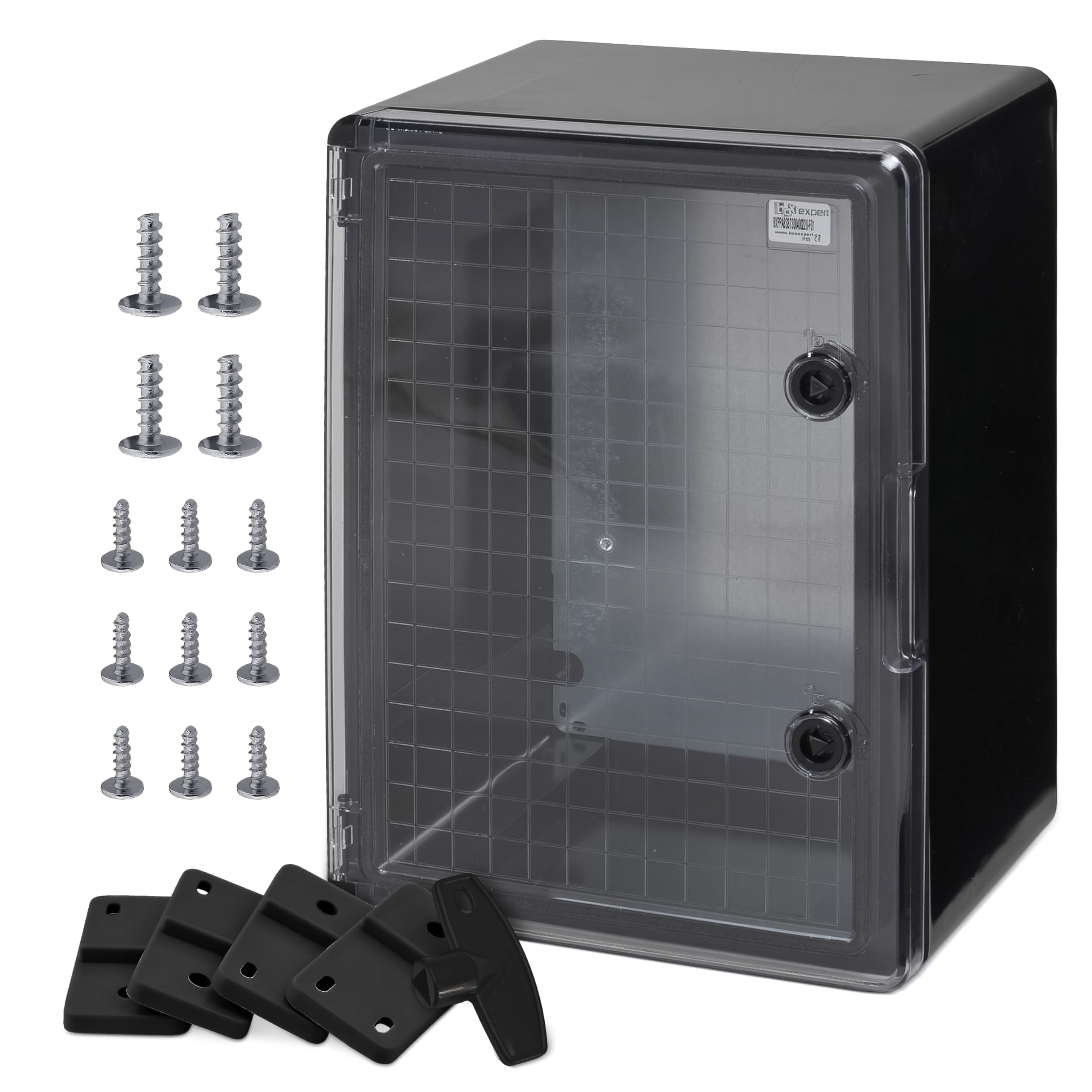 BOXEXPERT cassetta di distribuzione esterno IP65 ABS 400 x 300 x 220 mm Fleet, impermeabile, armadio elettrico/wand, custodia industriale vuota, nera
