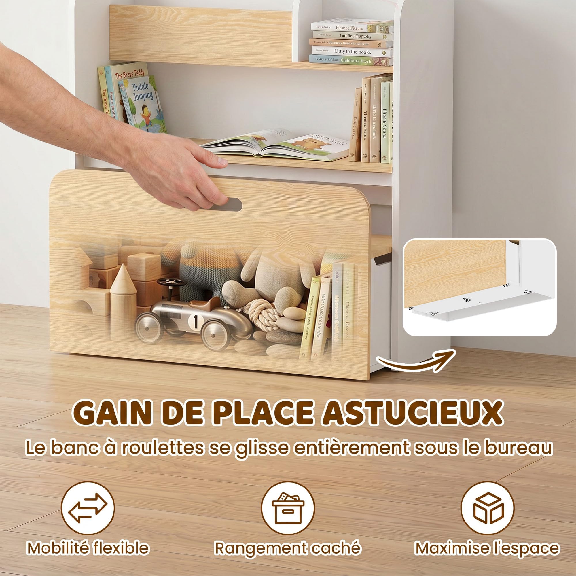 AIYAPLAY Bureau et Chaise pour Enfant 5 en 1 pour 3 à 8 Ans Blanc