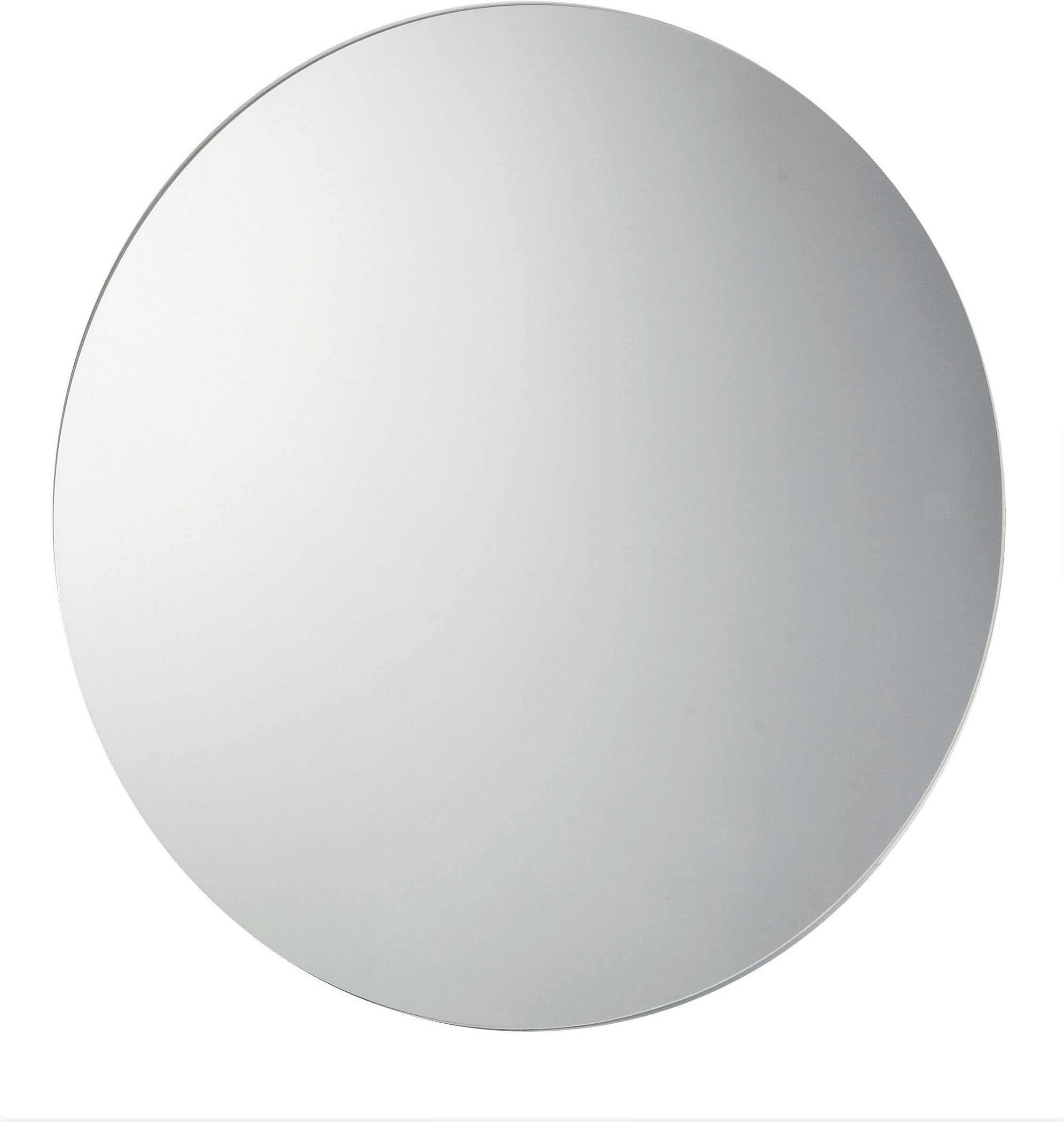 Waterstone Mirrors & Frames LTD 60cm Circular Round Unframed Bathroom Mirror with Chrome Effect Metal Spring Loaded Clips Wall Hanging Fixings